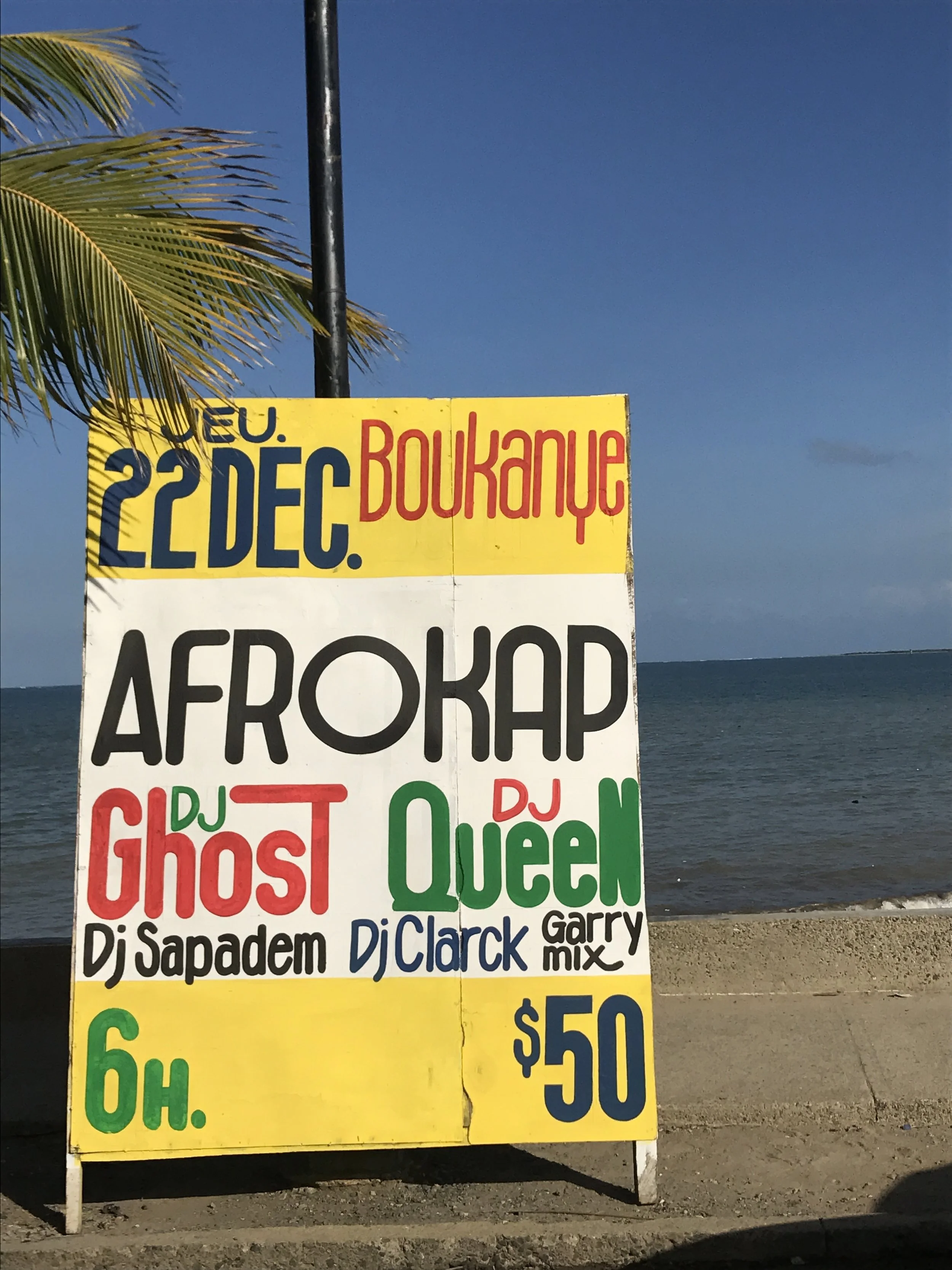 Signboards advertising performances at Boukanye.