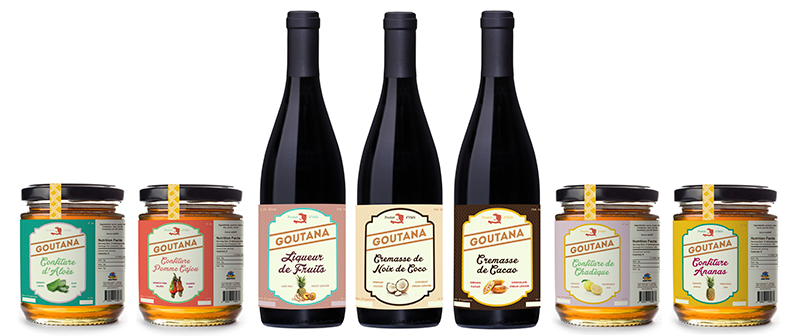 Seven of the final 17 labels designed for Anatraf.