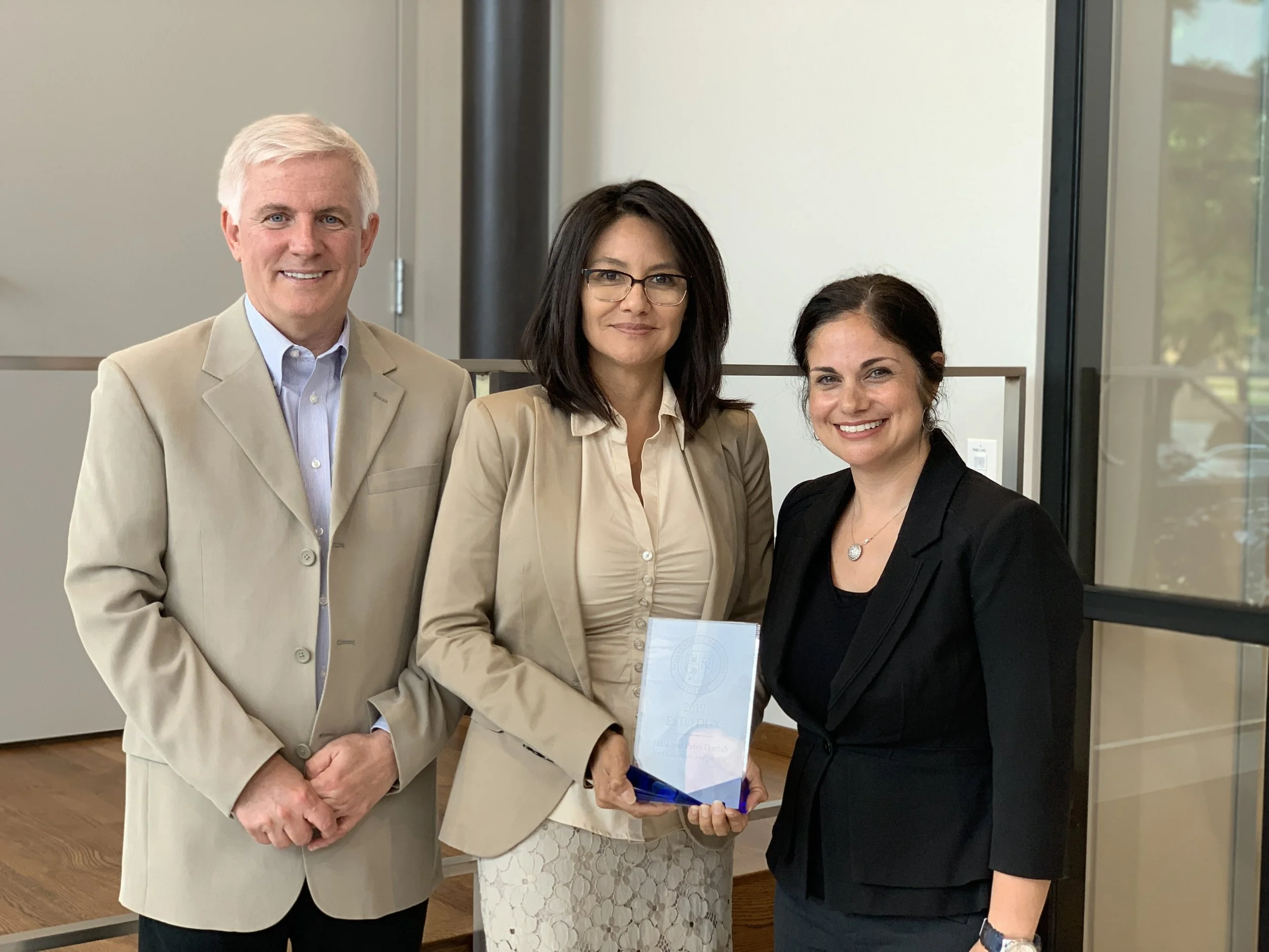 Pictured (left to right): Peter Ermish, Julia Ermish, President Leah Rios.