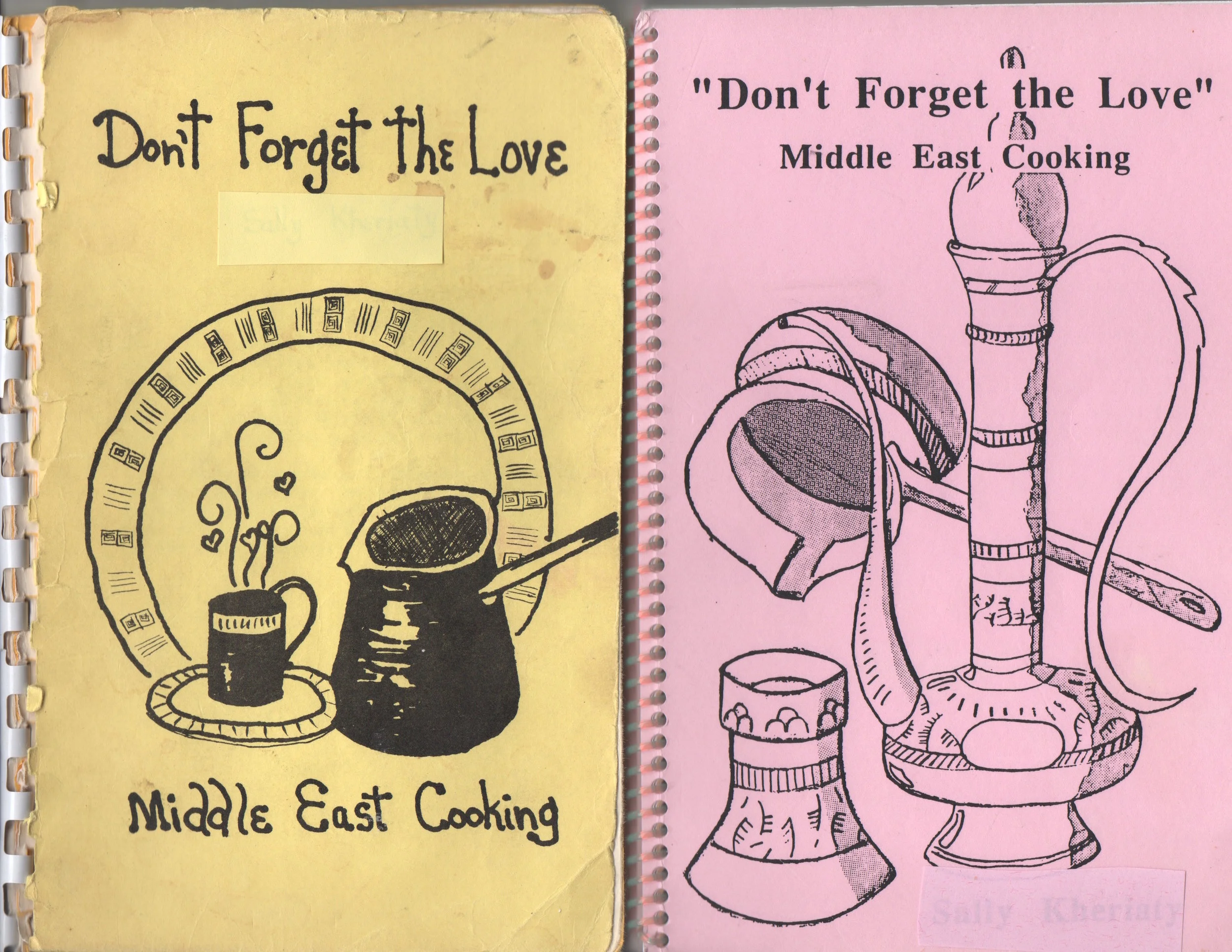 These are the two covers mom used. The yellow one was her first edition. The pink one was an improved version. My copies are well used. 