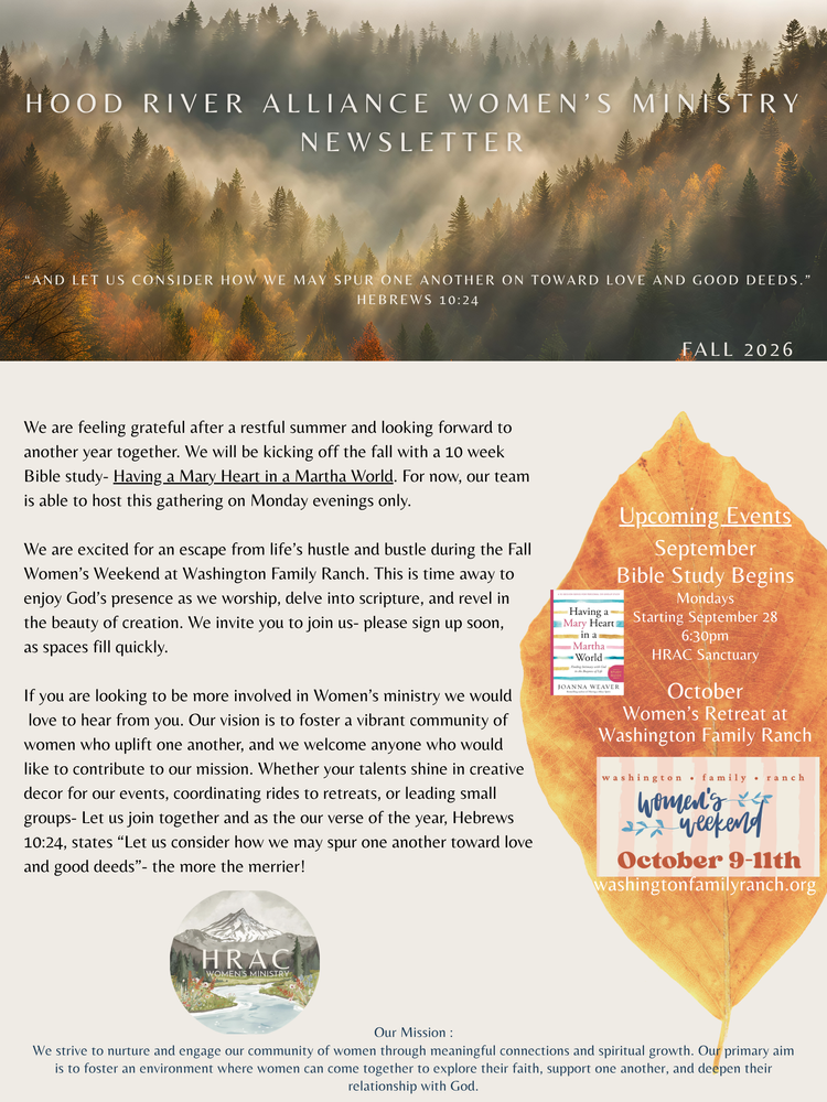 Fall 2026 Women's Ministry newsletter