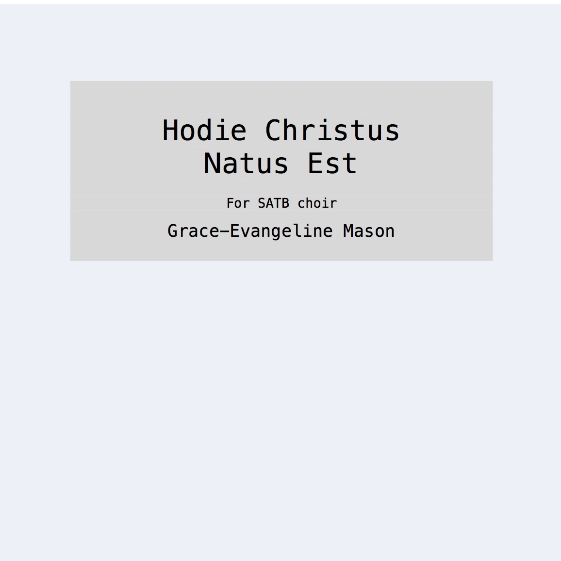 Hodie Christus Natus Est (2015)