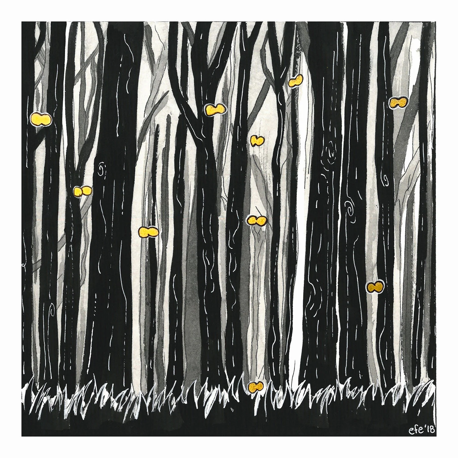 Inktober Day 16 - Nyctohylophobia