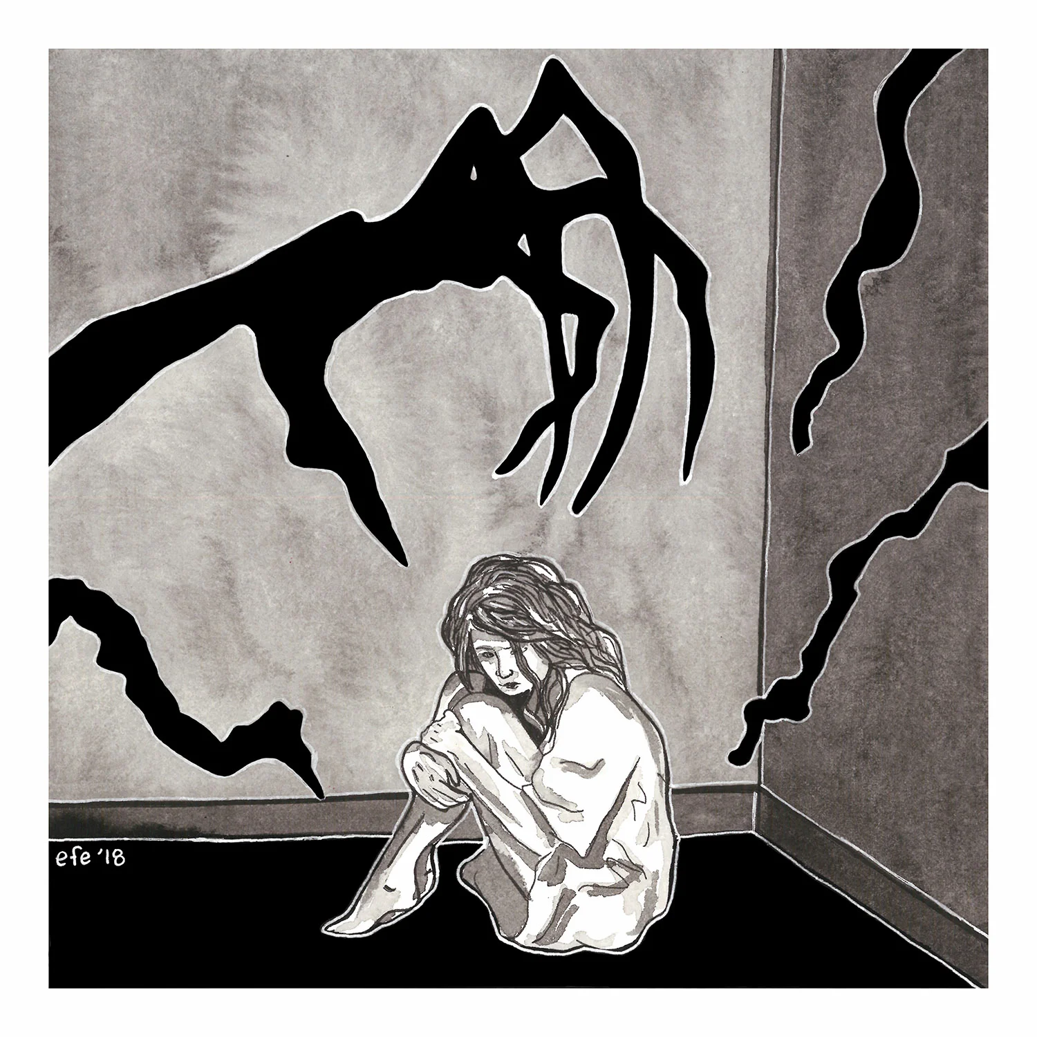 Inktober Day 15 - Sciophobia