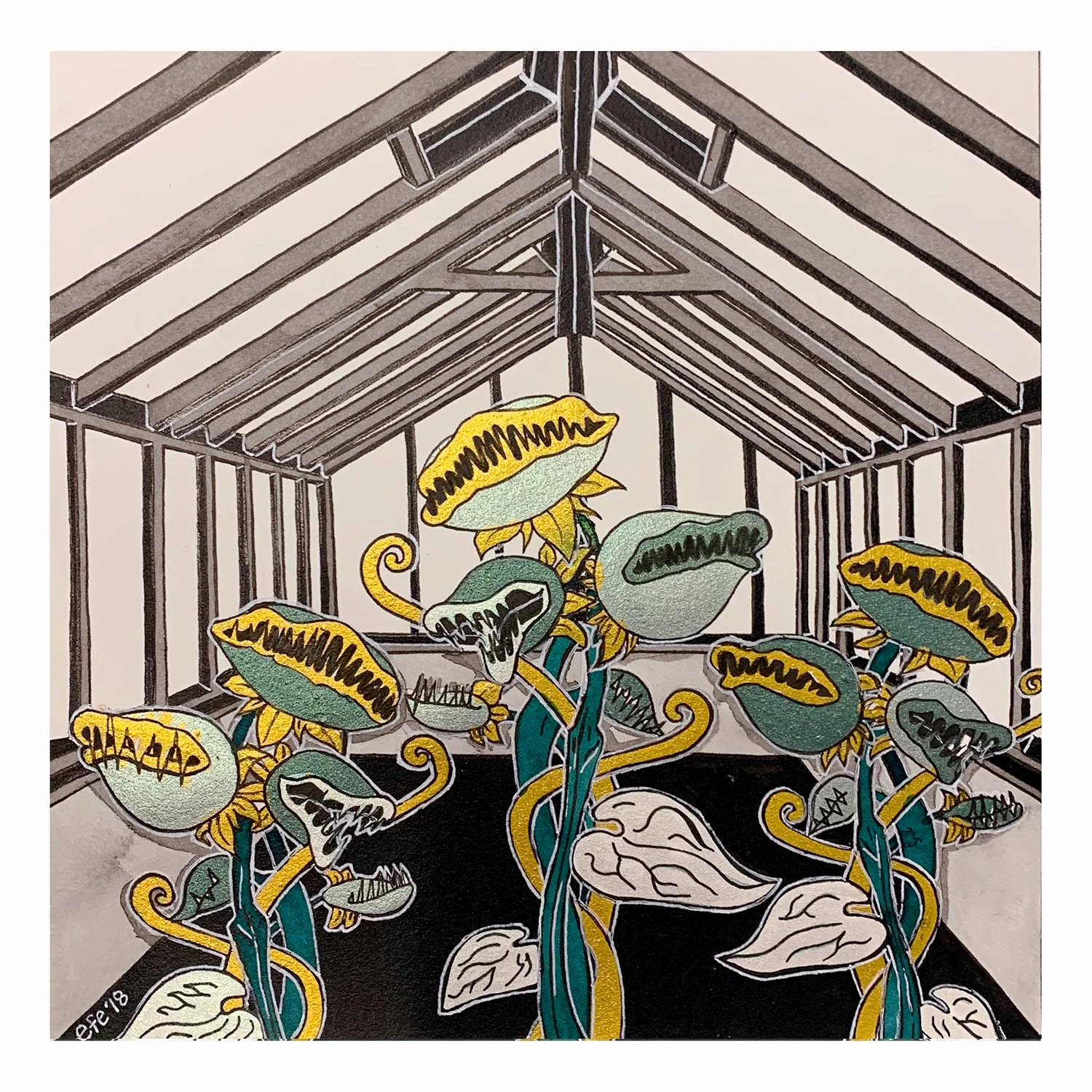 Inktober Day 14 - Botanophobia