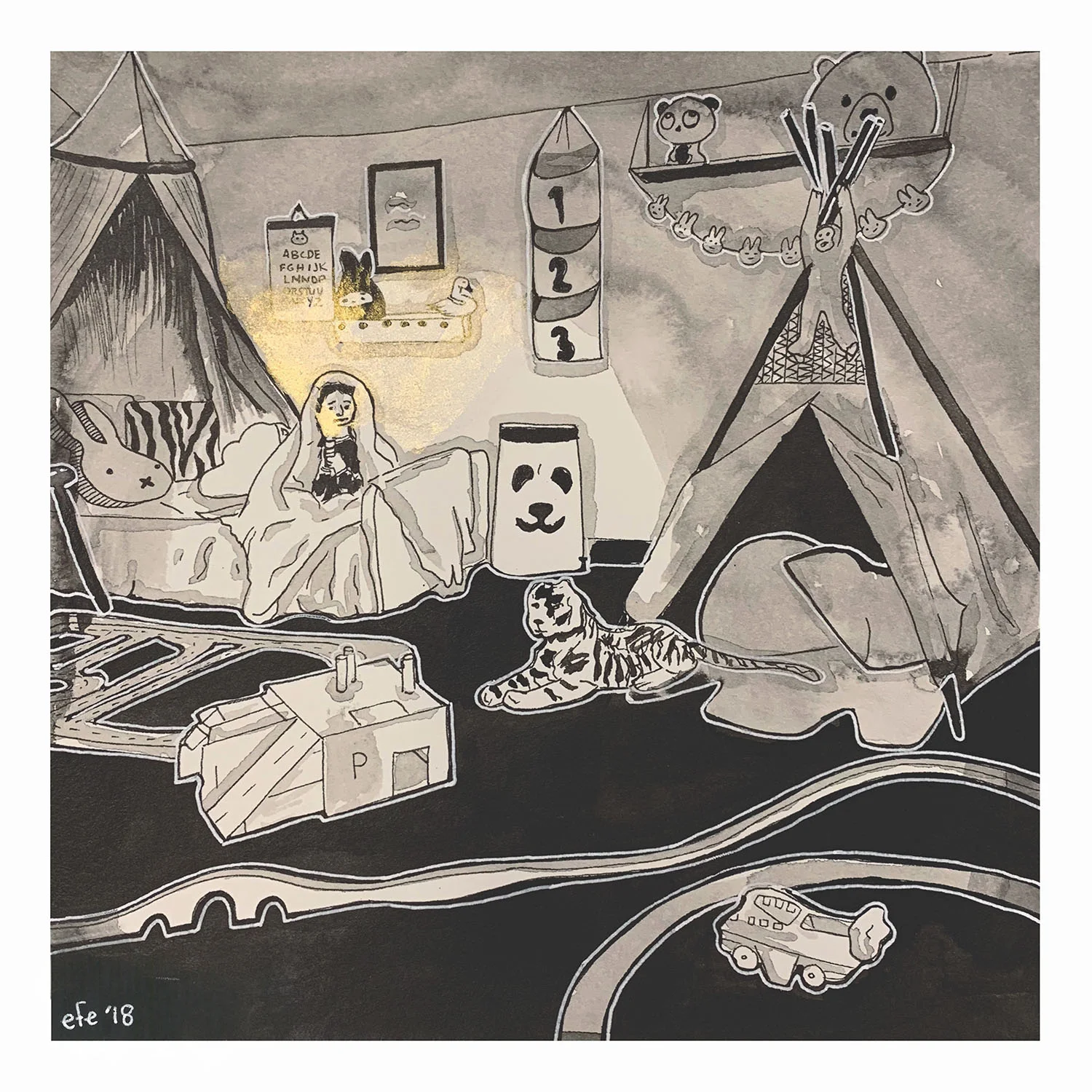 Inktober Day 17 - Nyctophobia
