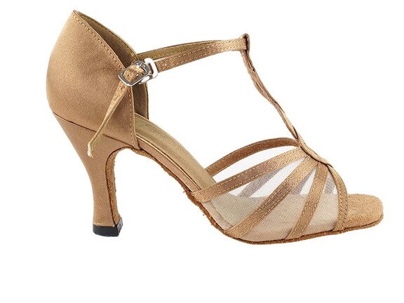 Very Fine Flesh Mesh Satin Latin Shoe
