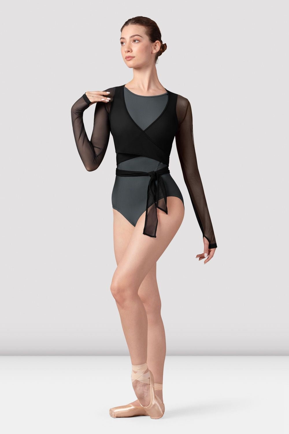 Bloch Mesh Wrap Long Sleeve Top