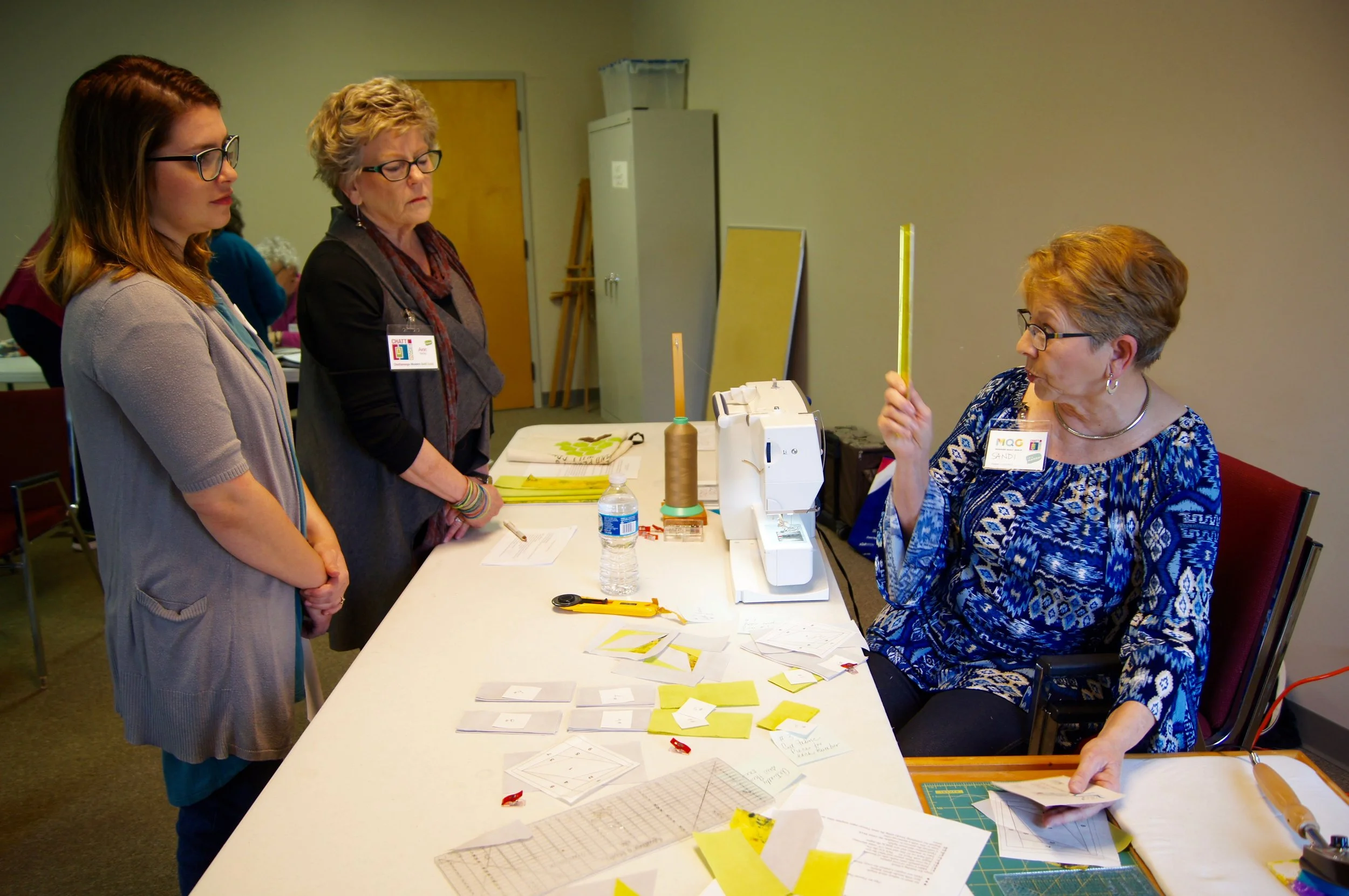 Sandi Suggs (right) recommends the Add-A-Quarter ruler.