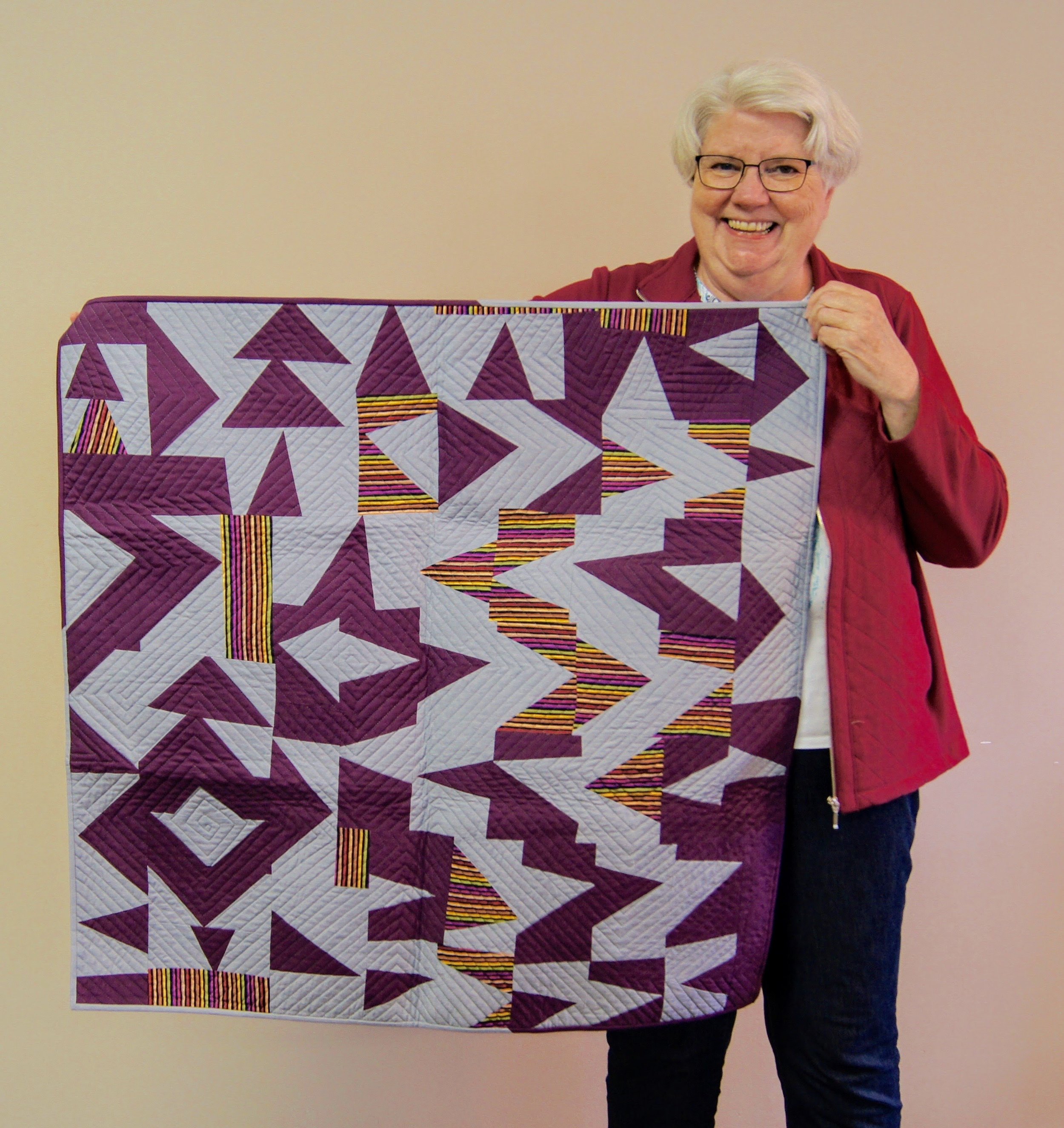 Jean Larson made this quilt with modern improv techniques