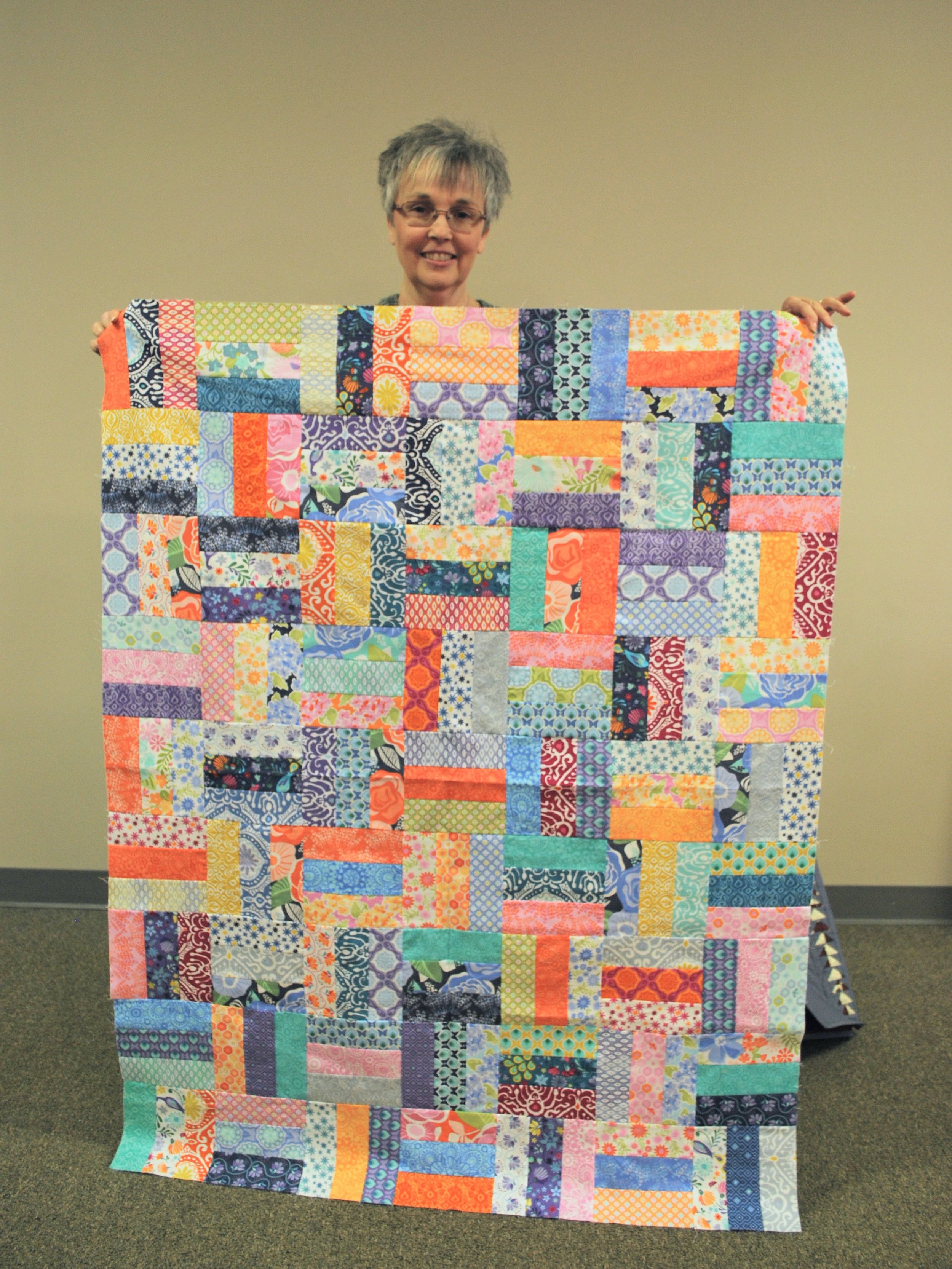 Patricia's Colorful Rail Fence Quilt Top