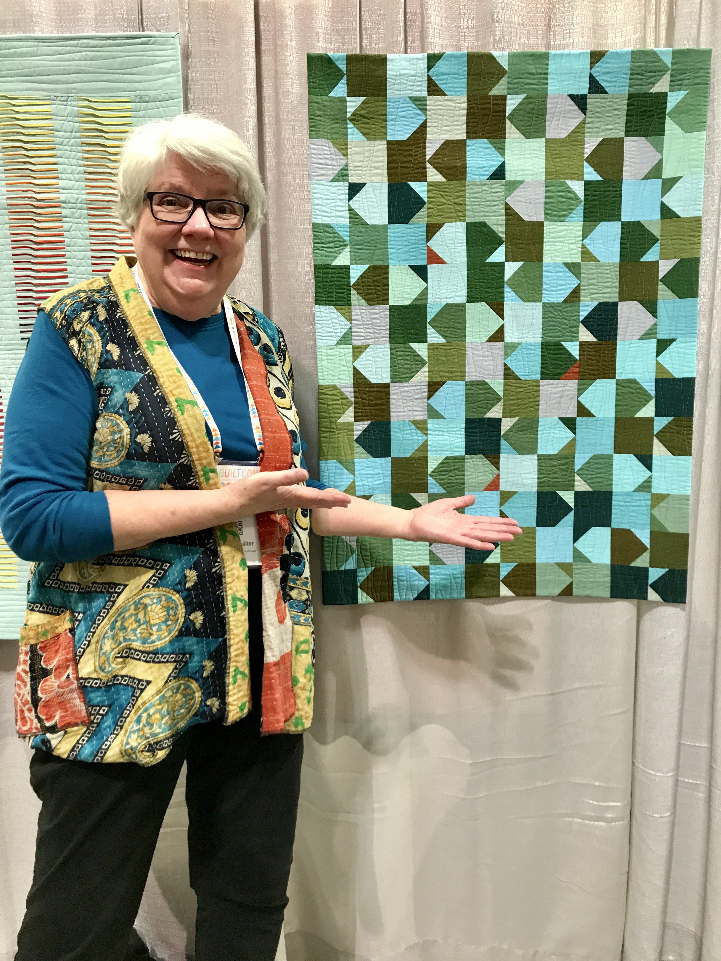 Jean Larson and her quilt "Seaweed"