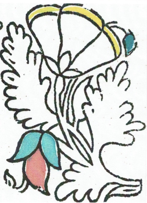 Ann Hurley created this design with a wood block and paint.