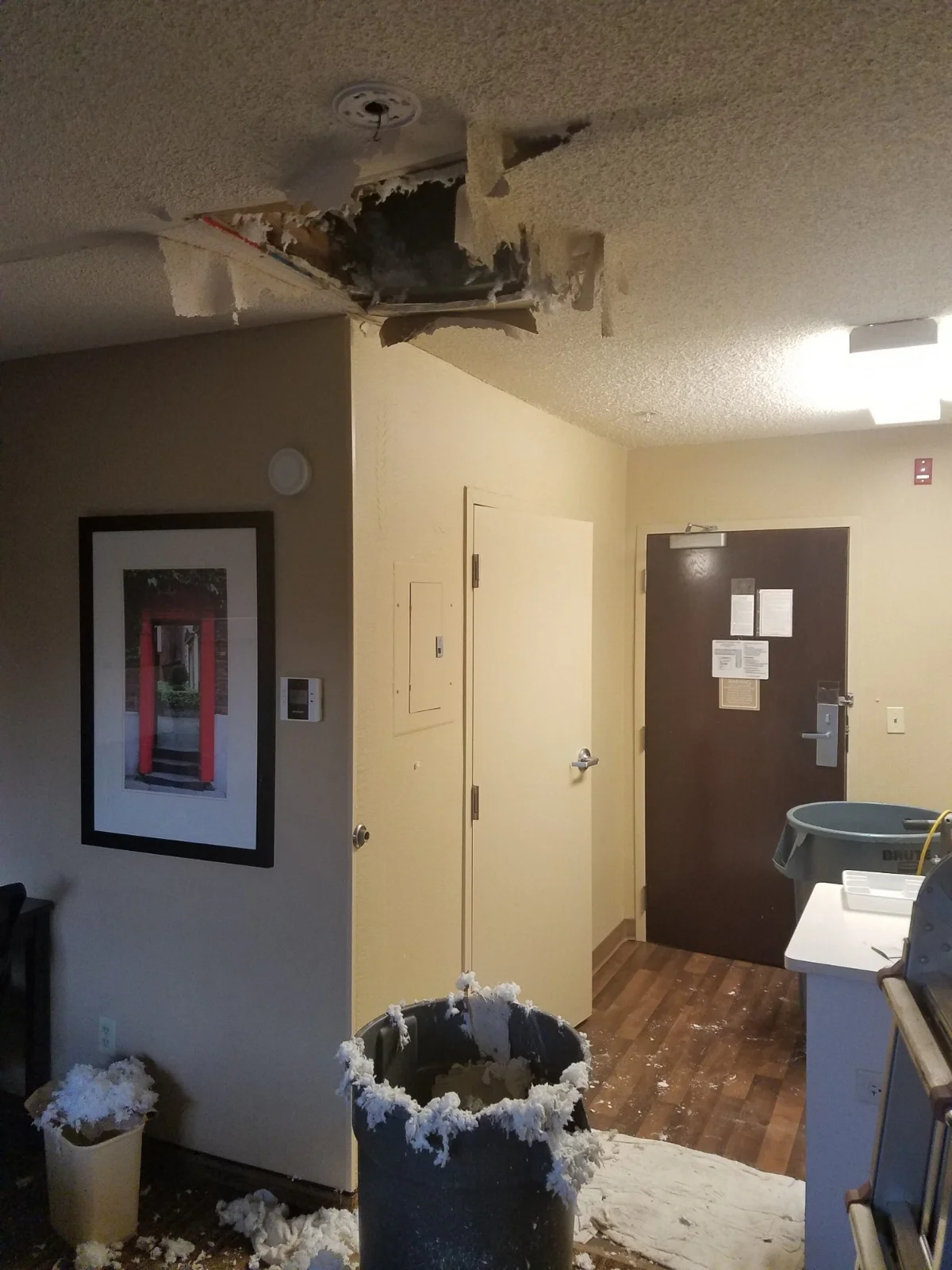 Damage from leak found in attic