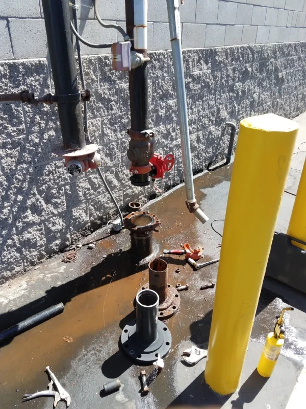Work being done on fire riser