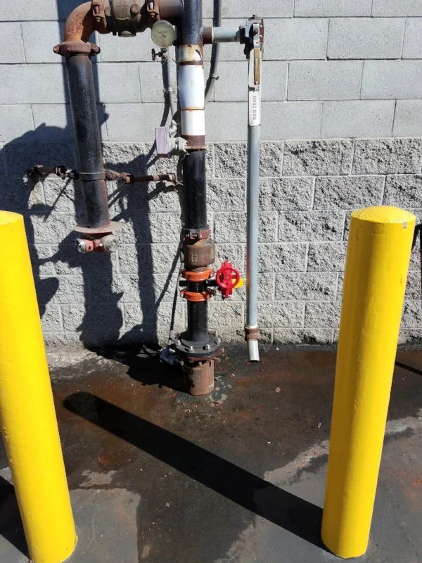 Completed work being done on fire riser