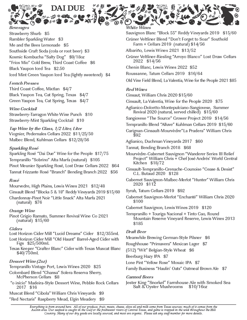 Dri Sample Menu Sample Menus — DAI DUE