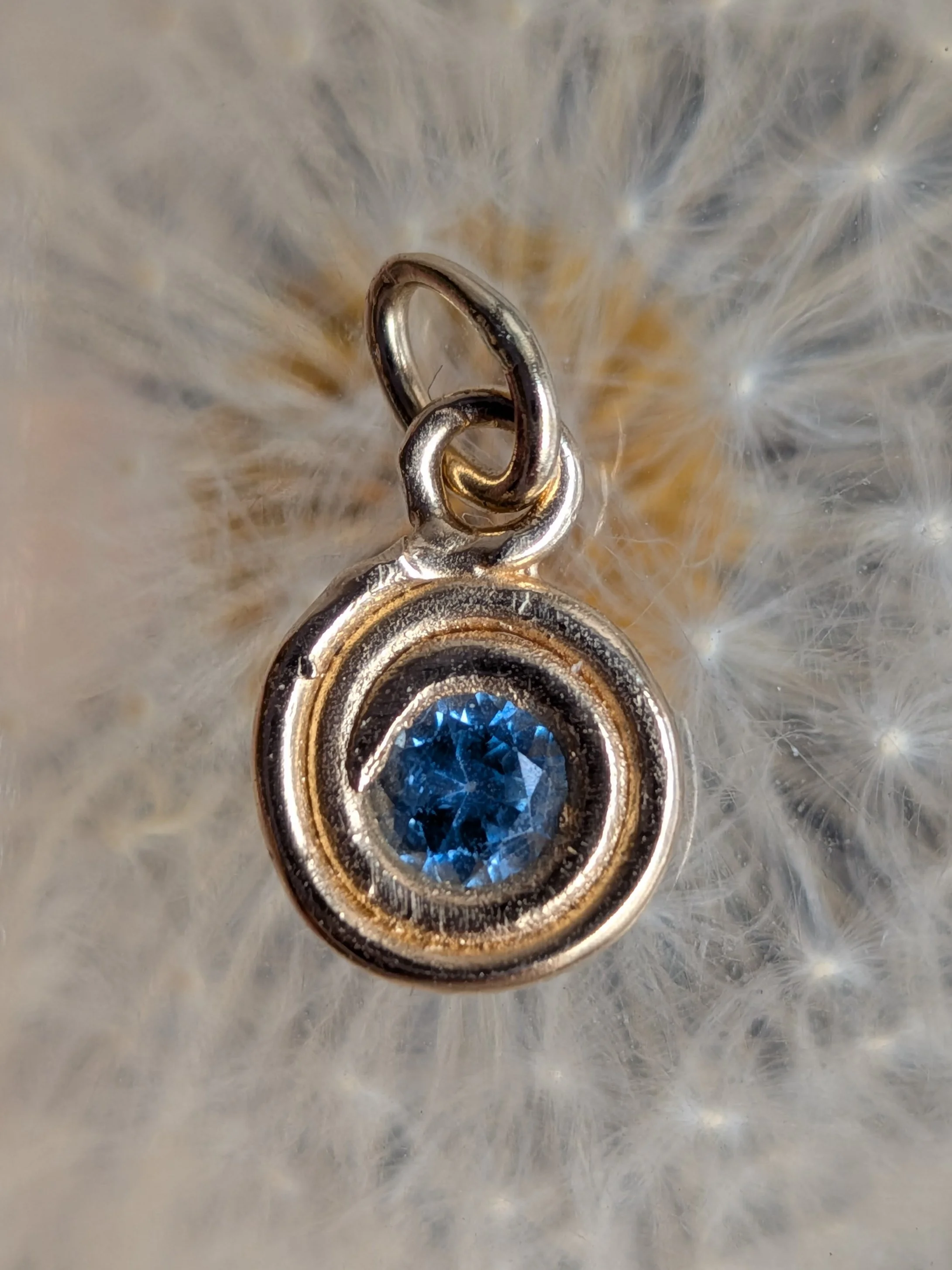 Mini Sapphire Spiral Charm