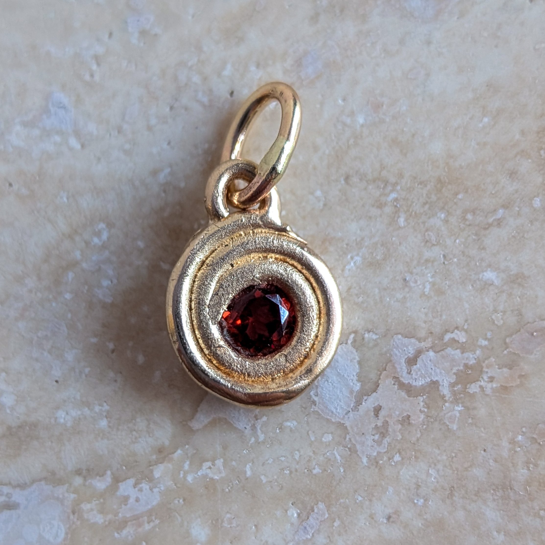 Mini Garnet Spiral Charm