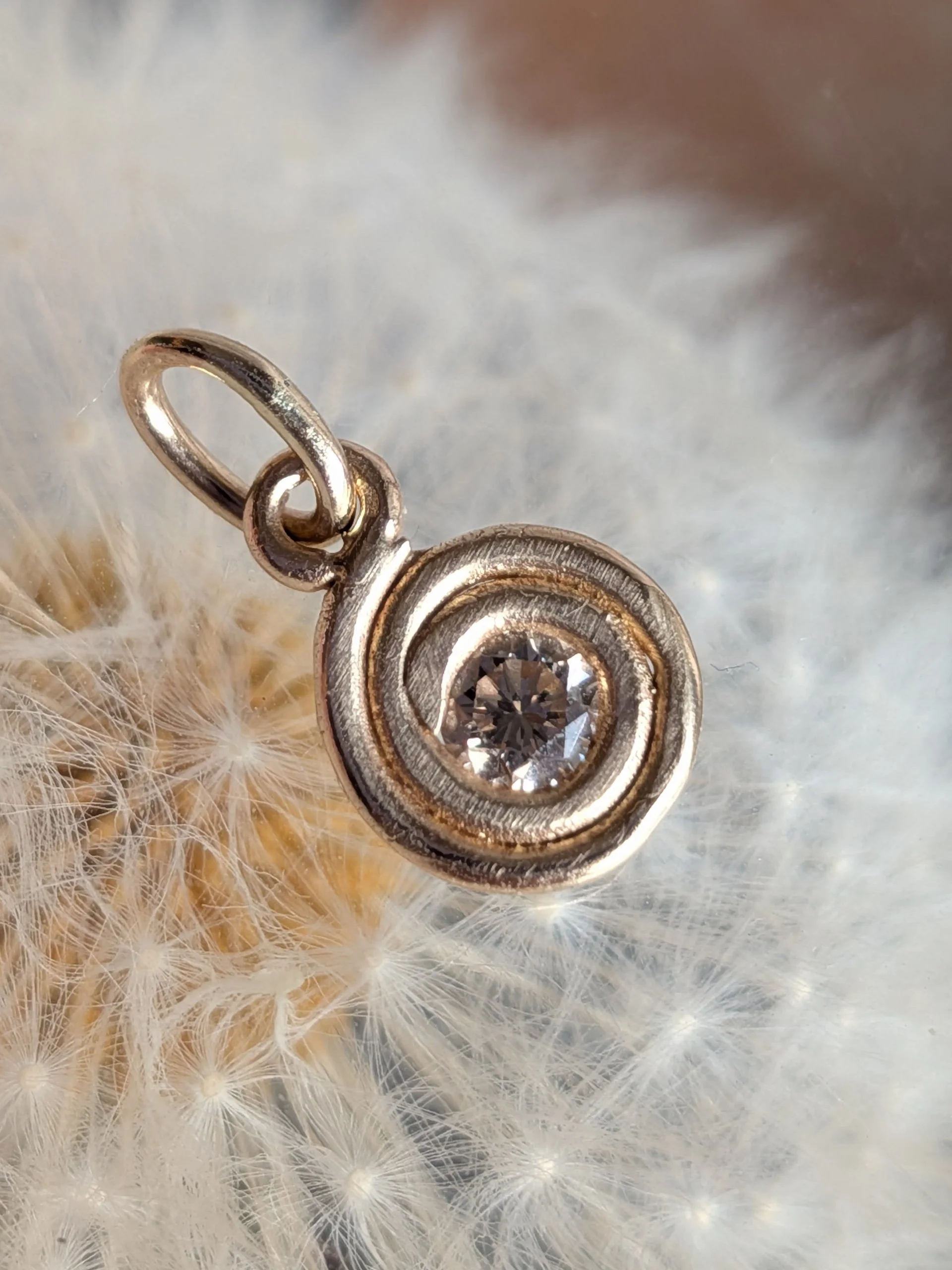 Mini Champagne Diamond Spiral Charm