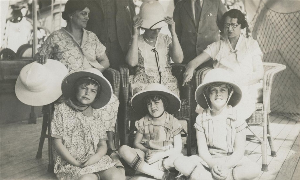 On a German freight steamer bound for West Africa, 1928. Top row: my grandmother Roberta Brown Hope (left) and two fellow missionaries. Bottom row, left to right: my mother Roberta, my aunts Winifred and Esther.