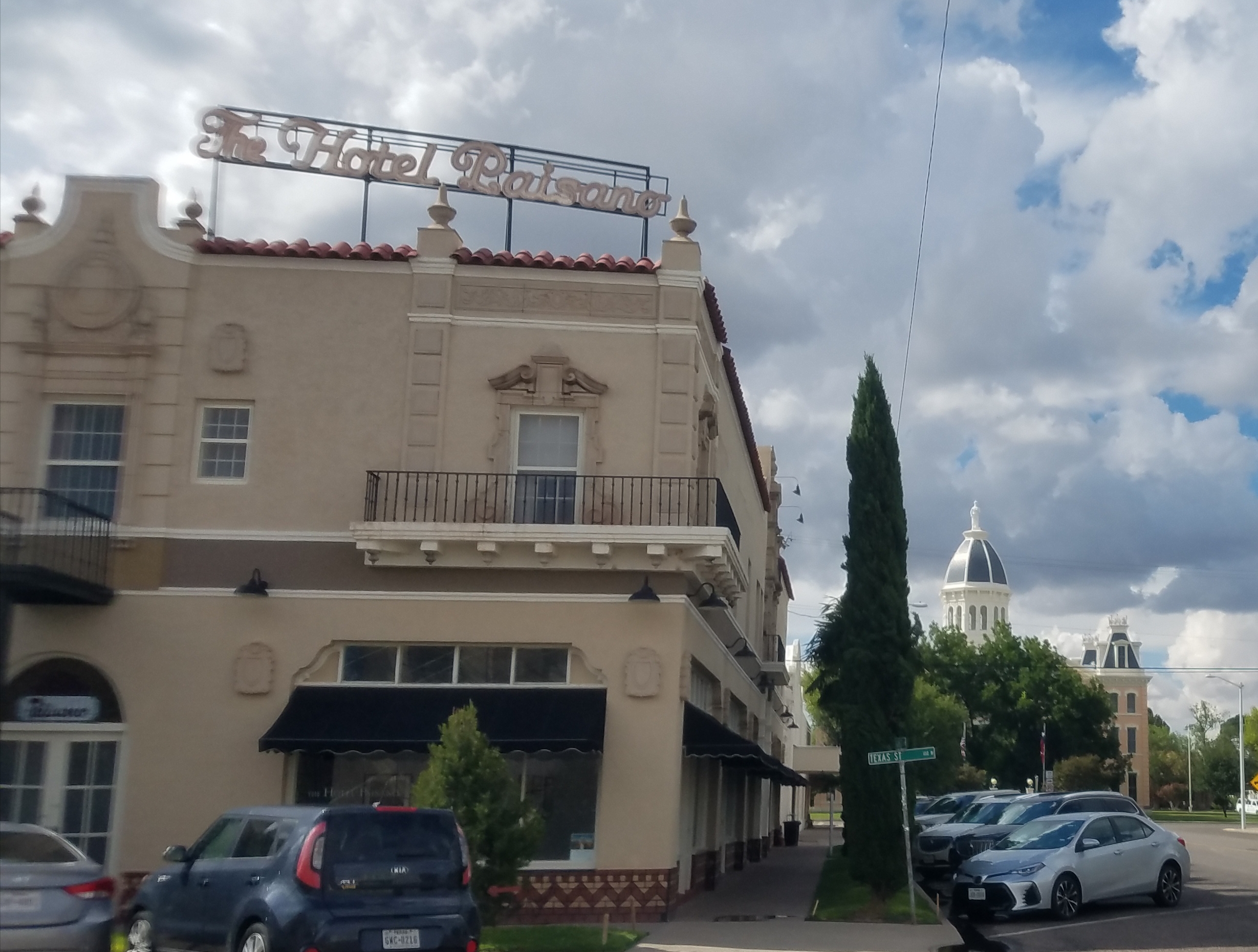 Marfa, Texas. The Hotel Paisano, where cast and crew stayed during the filming of "Giant" in 1956. I thought Elizabeth Taylor stayed here, too, but just learned she had a private home in Marfa.