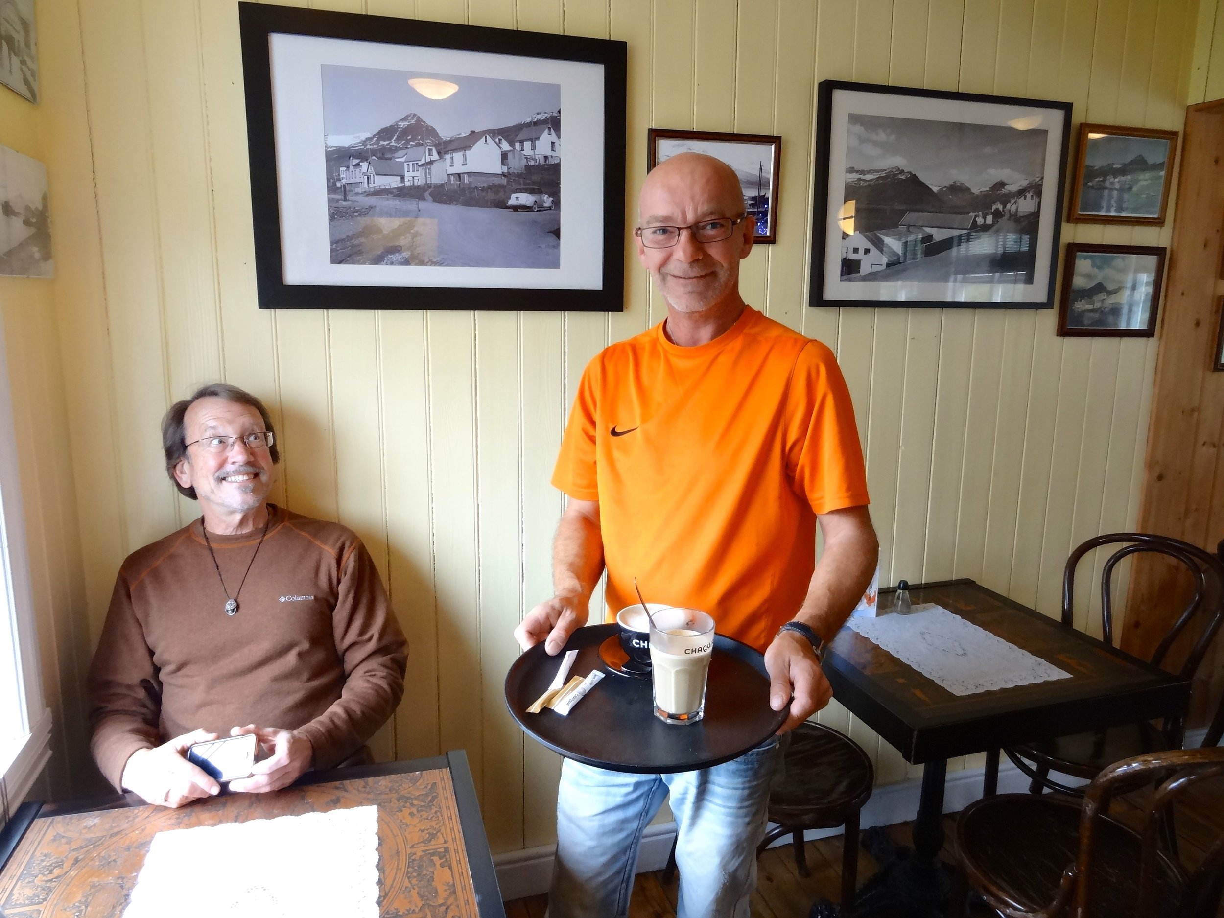 Friendly host at Cafe Sumarlilna in Fáskrúðsfjörður, a pretty village (662 residents) on a fjord in eastern Iceland.