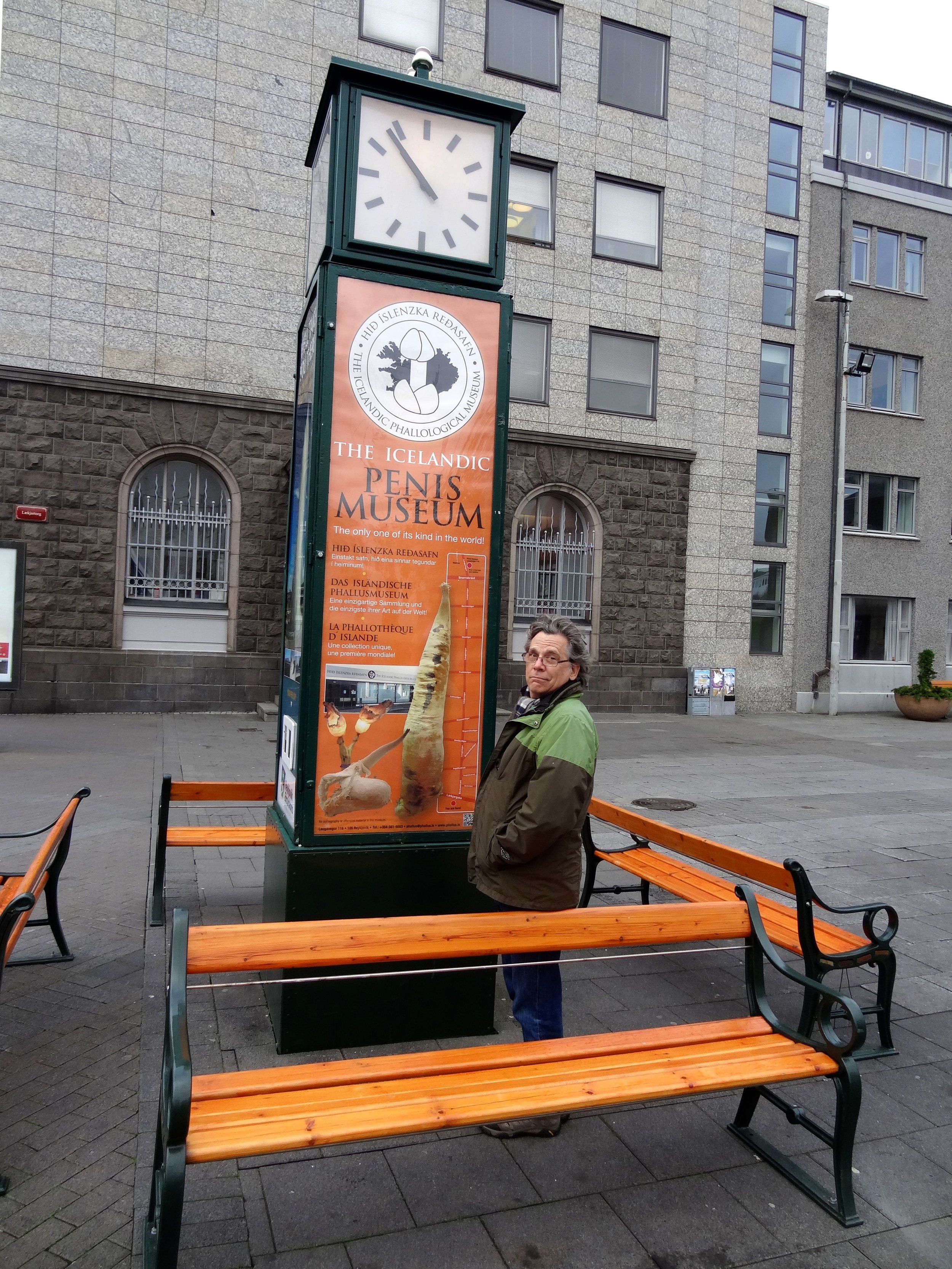 Clock tower in in central Reykjavik.