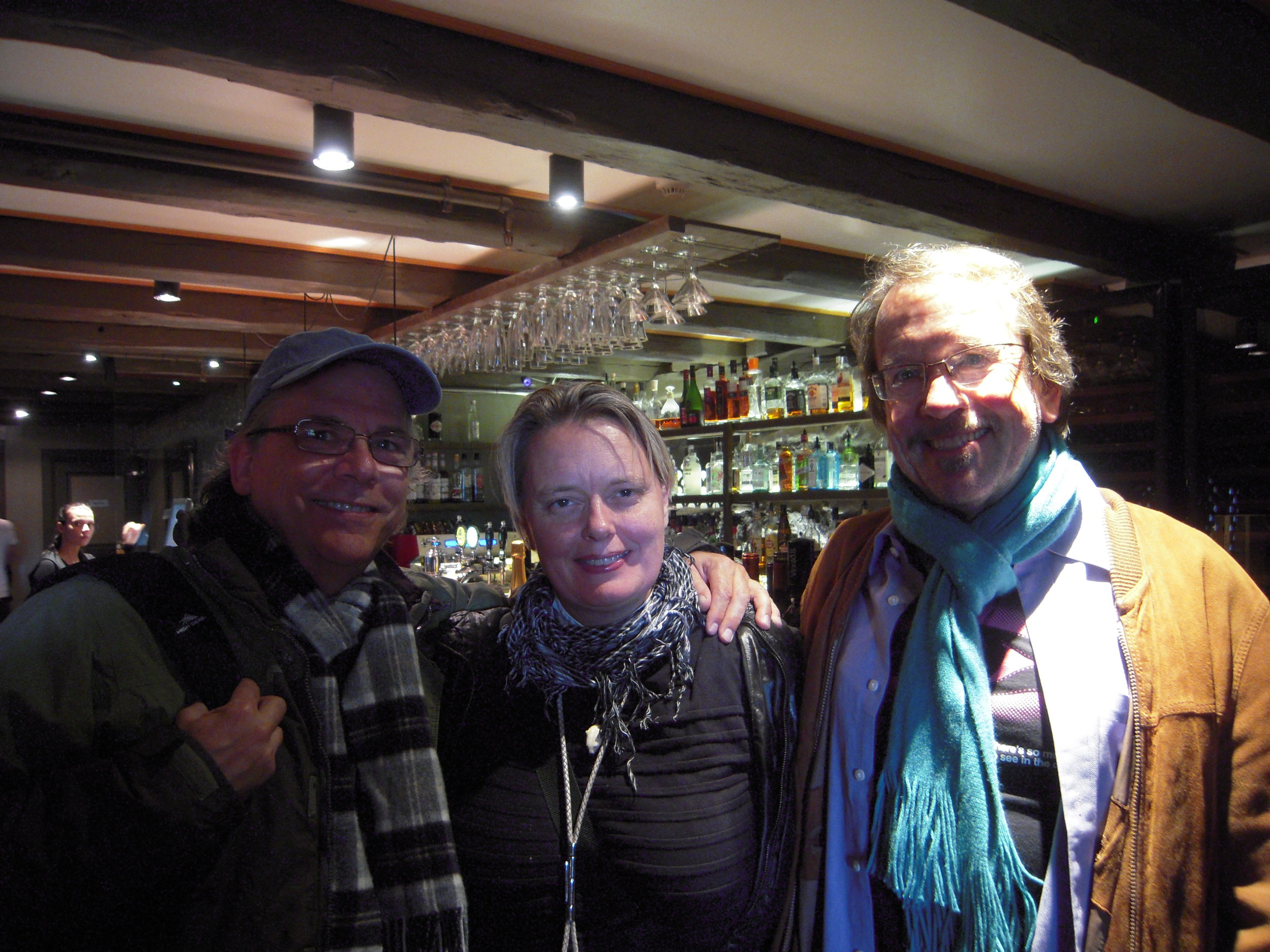 Dinner in Reykjavik, Iceland with Stephen Silha and Hrafnhildur Gunnarsdóttir, a film editor and political activist. She lived in San Francisco for several years, now home in Iceland.