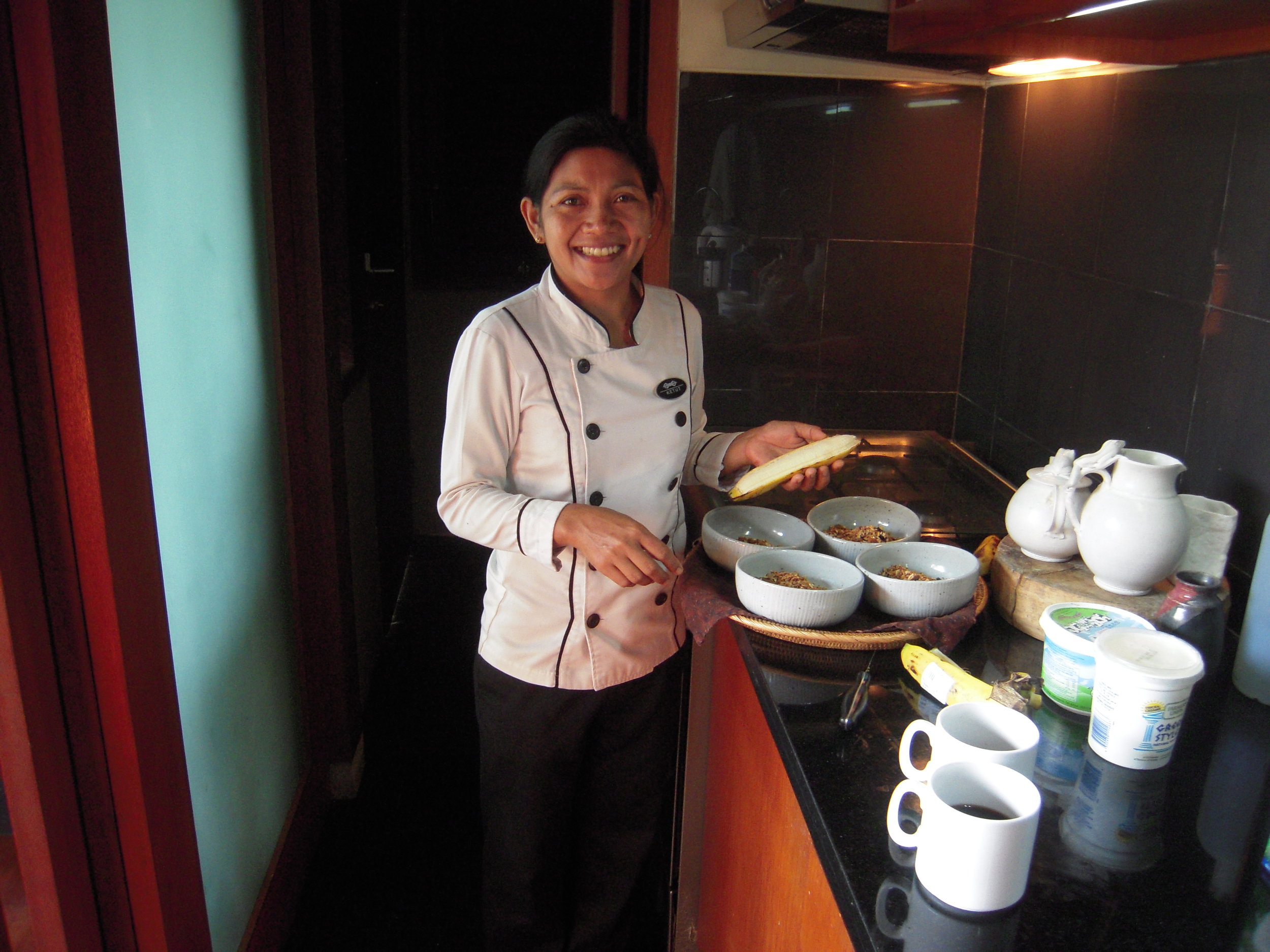 BALI 2014 -- Ketut, the delightful and talented cook at Joel Singer and Nirgrantha's house in Sebali.JPG