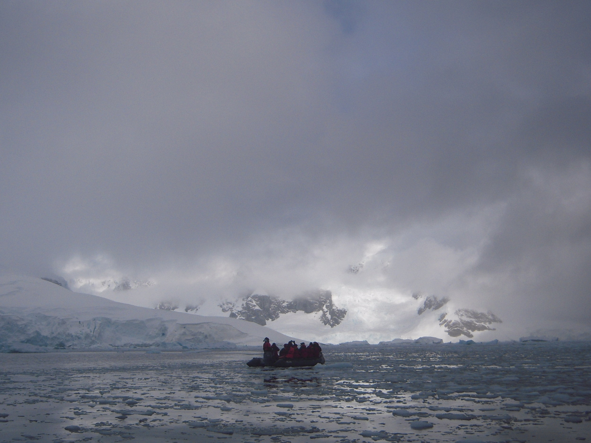 Zodiac returning to our ship, the Corinthian.