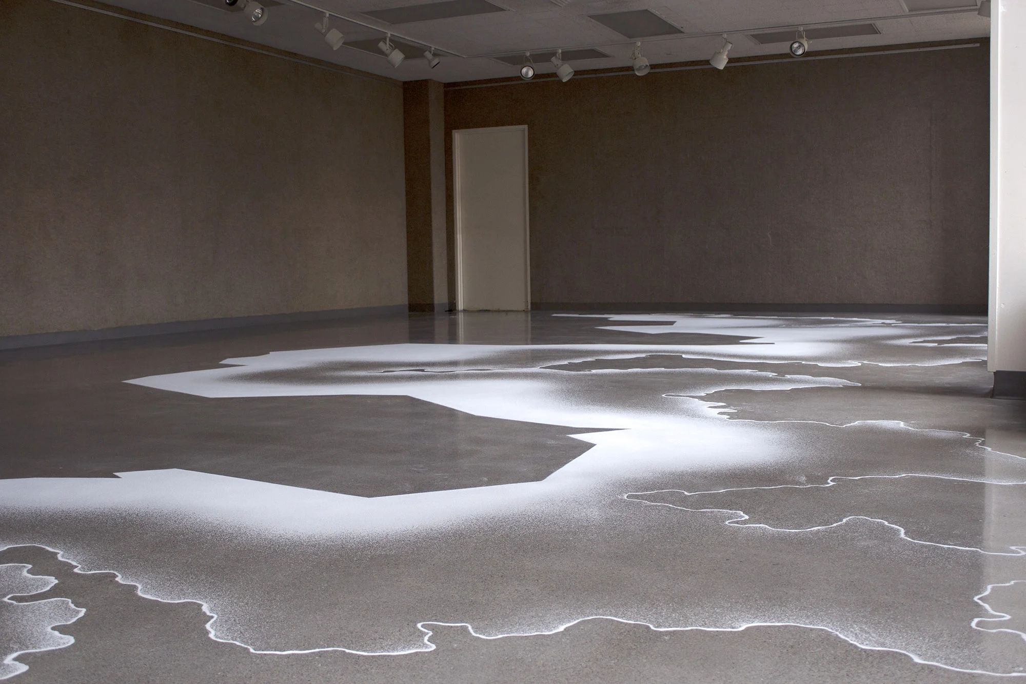 in•soluble , 2017 salt 44.5 x 18 ft. as installed Kathrin Cawein Gallery, Pacific University, Forest Grove OR