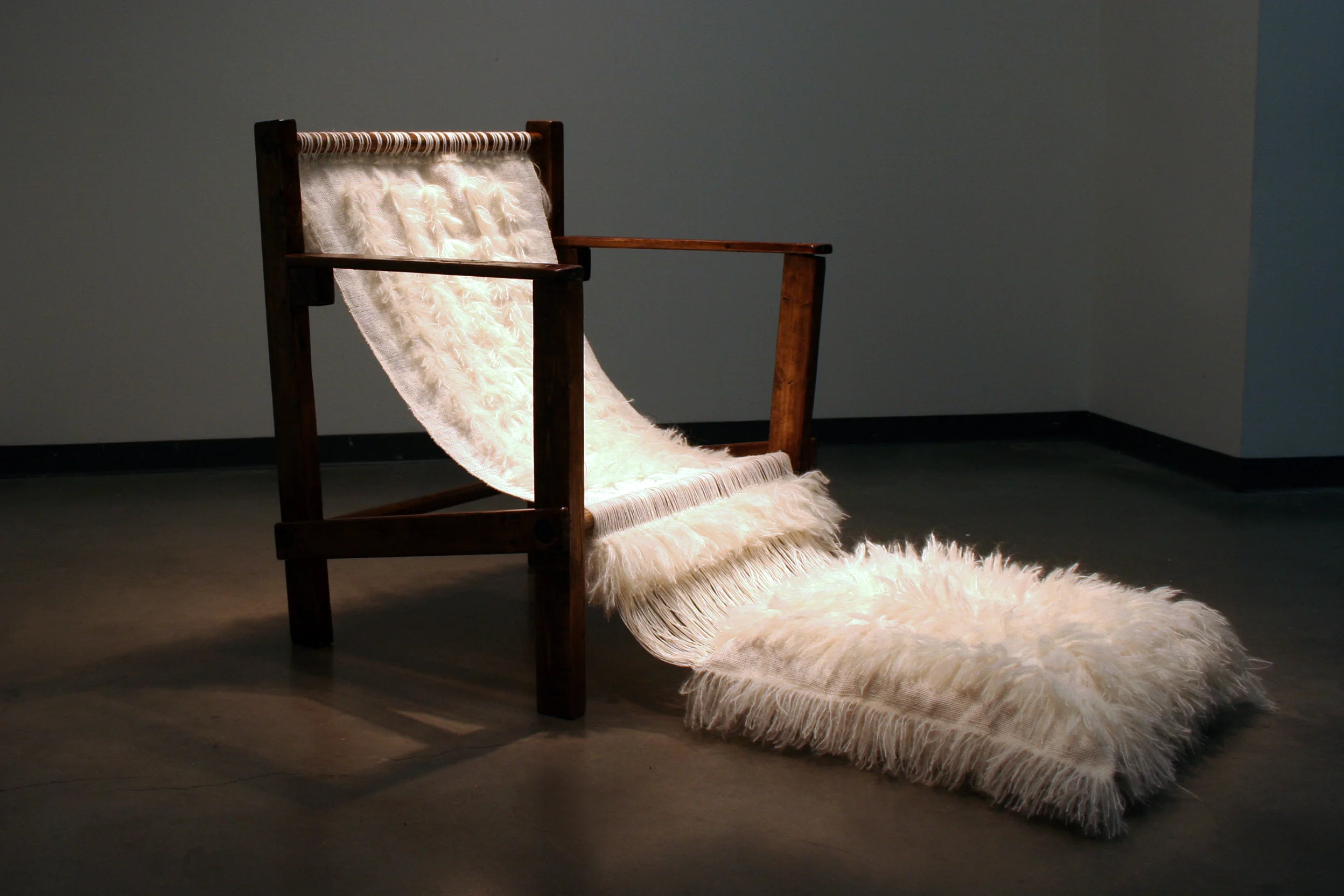 Heidy Nyboer-Franco Advanced Fibres , 2018 Concordia University Independent Research / This course provides a framework for students to develop their studio practice outside of the context of assignment-driven work. Heidy created a series of woven chairs, each chair based on a different member of her immediate family.