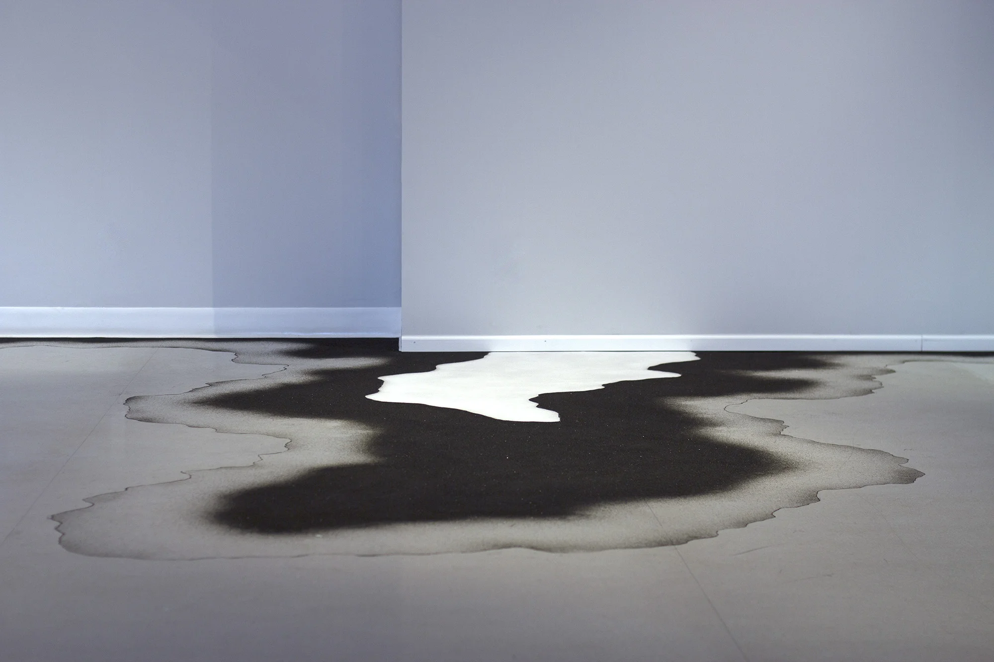 the rush of land in my ears , 2015 (detail— see installation view ) glass microspheres, coal slag 55.5 x 56.5 ft. as installed Peoria Art Guild, Peoria IL