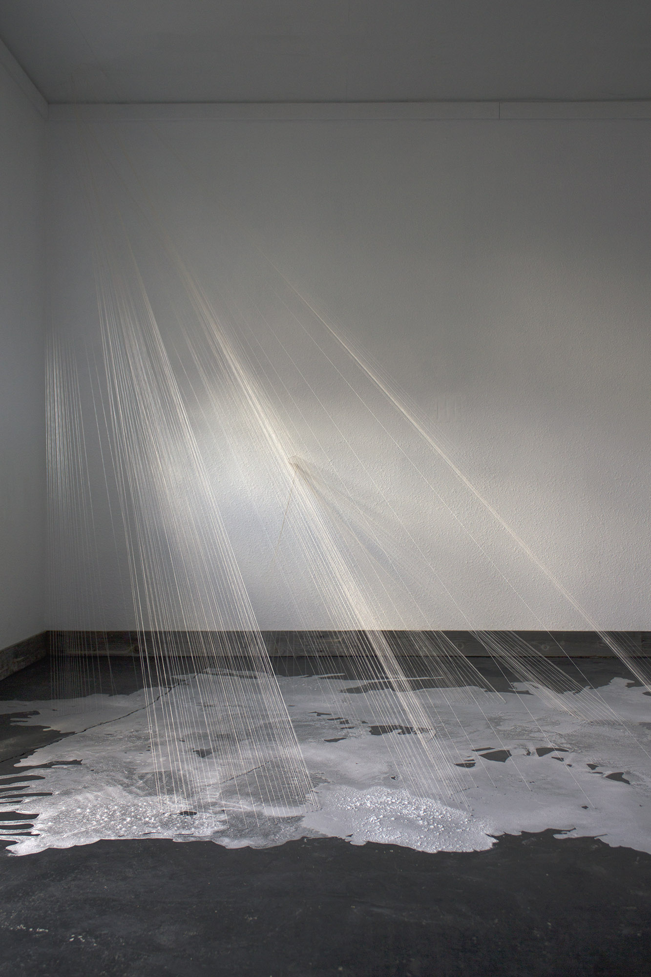 a desert of pure feeling ii , 2012 silk string, evaporated saltwater, natural light 9.5 x 15 x 13 ft. Eugene Contemporary Art , Eugene OR