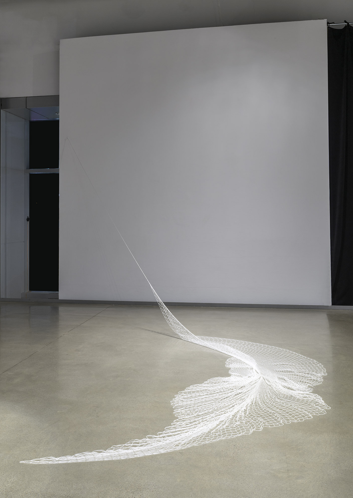 sea bloom , 2017 hand-beaded net 8 x 9 x 12 ft. as installed photo courtesy of Guy L’Heureux Galerie FOFA , Montréal, QC