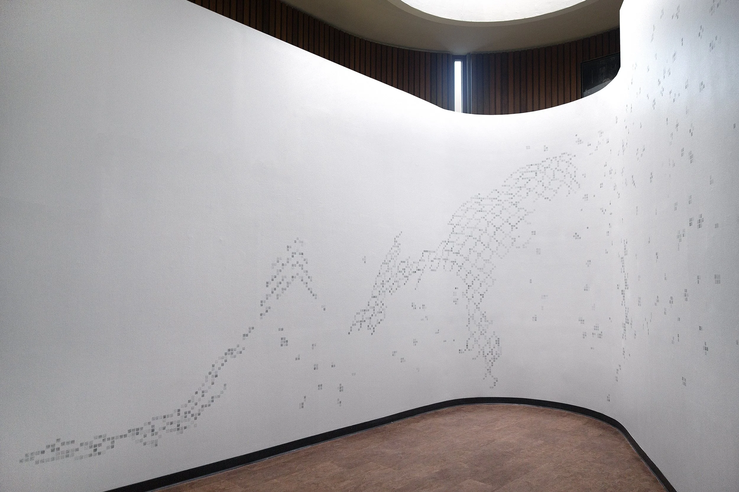    and when you change the landscape, is it with bare hands or with gloves?  , 2025 graphite wall drawing 17 × 39 ft.  Handwerker Gallery, Ithaca College, Ithaca, NY 