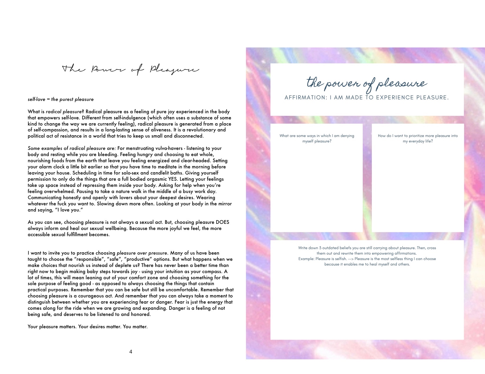 Pleasure-Based Living - A Digital Workbook for your Sensual Liberation