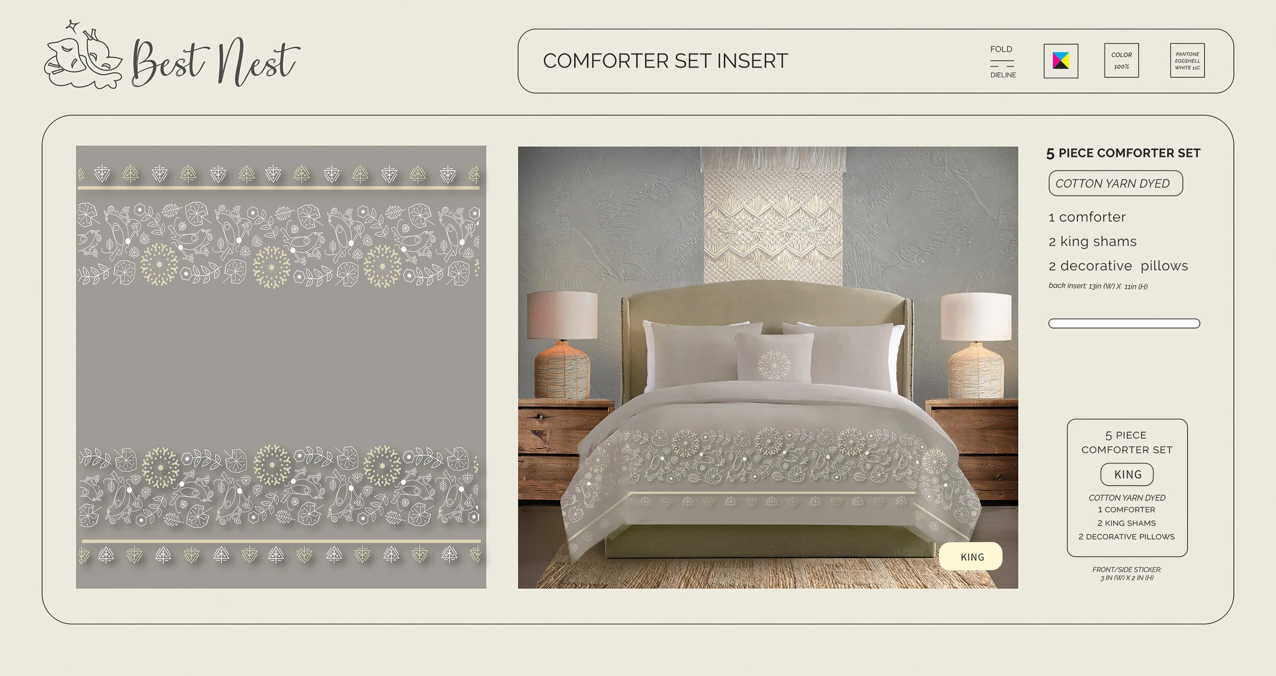 Pattern and logo design, and product rendering in webpage layout