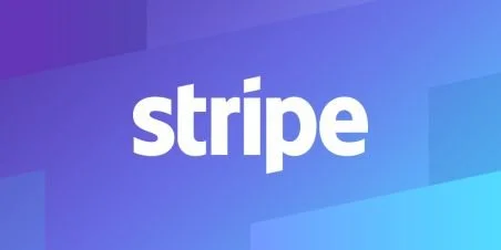 Stripe logo on a blue and purple background