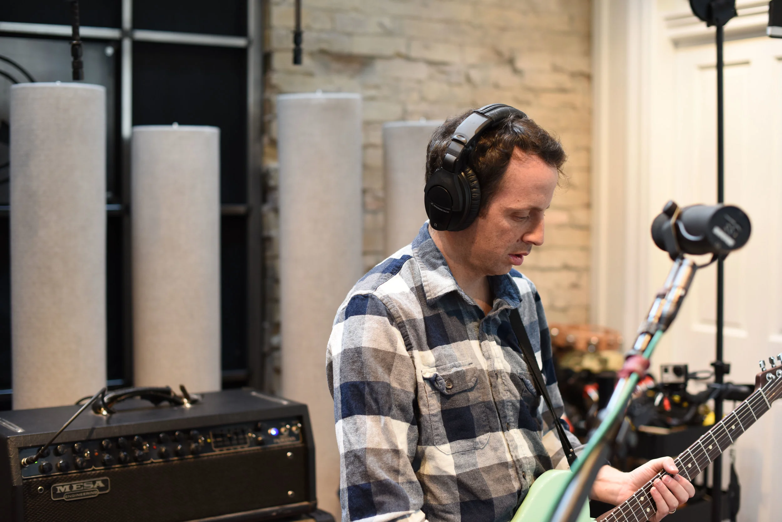 Bryce Taylor in the Studio laying down guitar tracks.