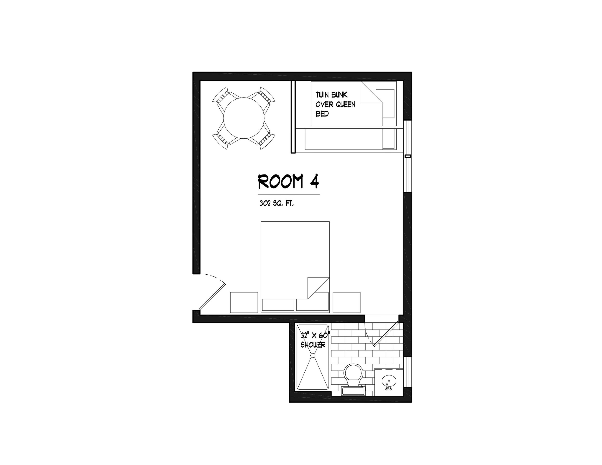 Queen + Queen Bunk Room Layout