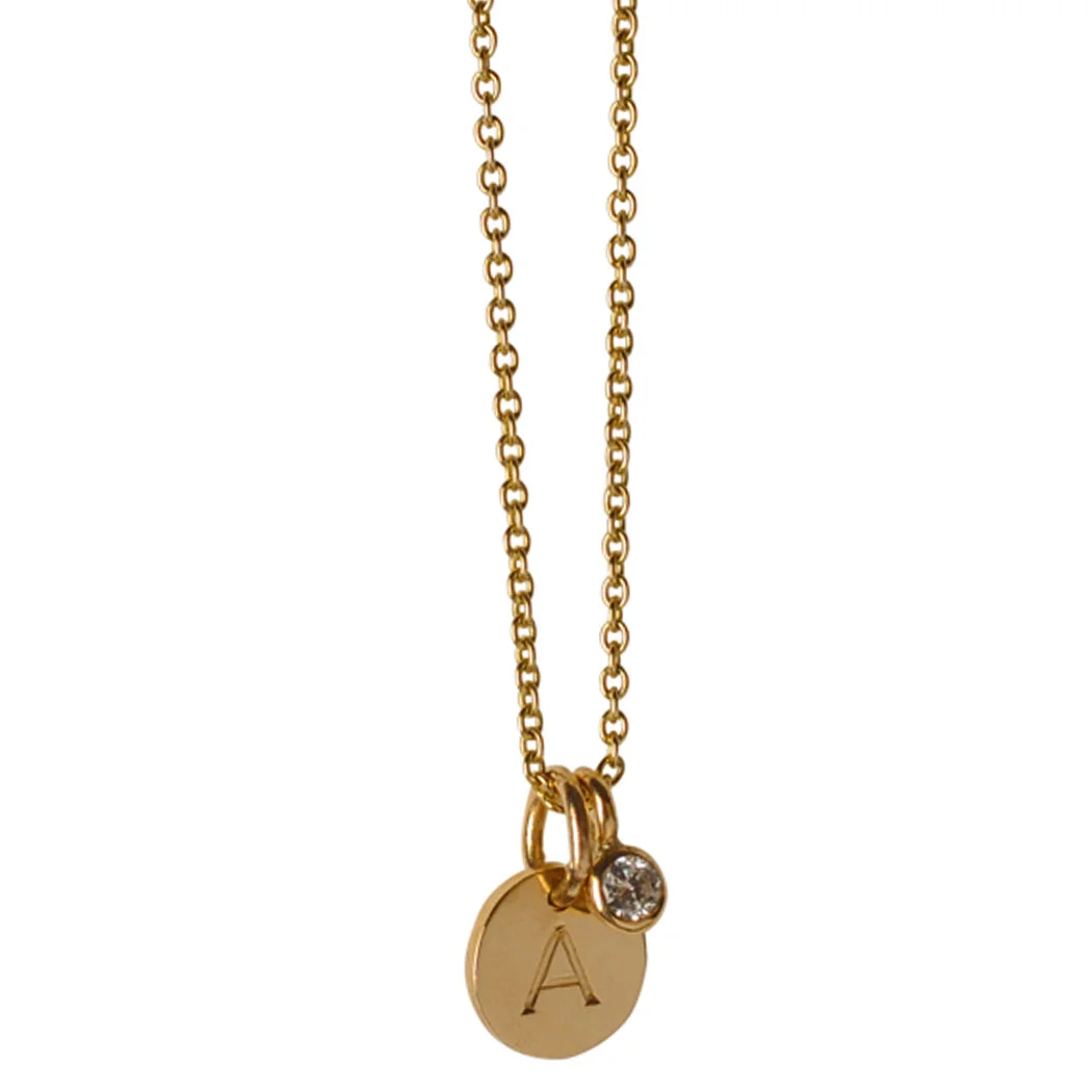 engraved gold disc necklace
