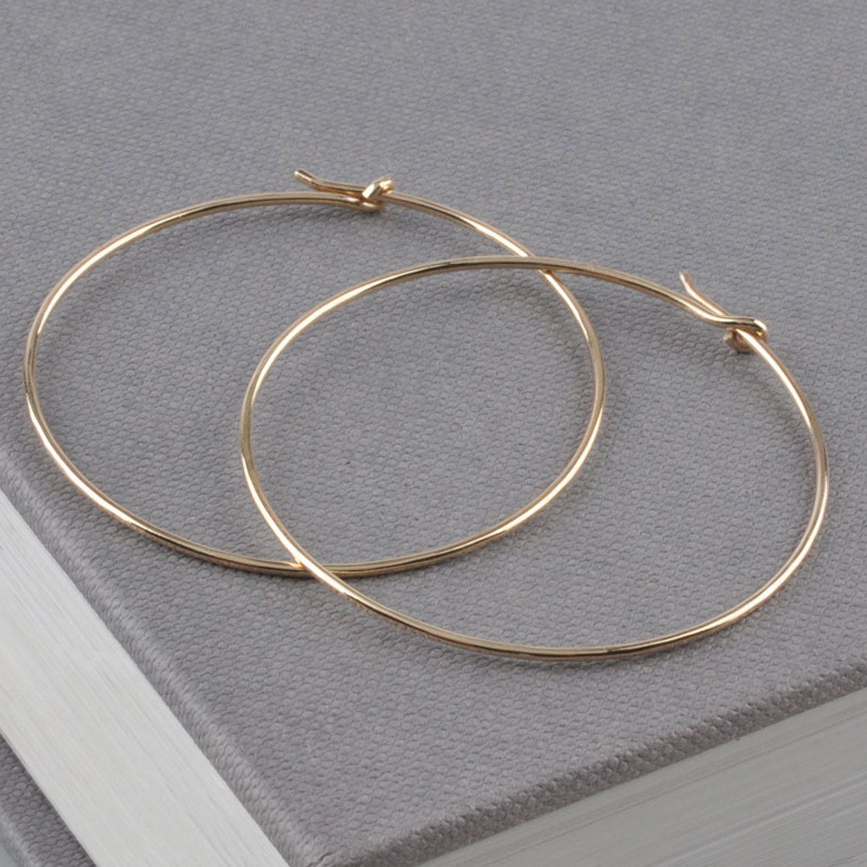 gold hammered hoops handmade