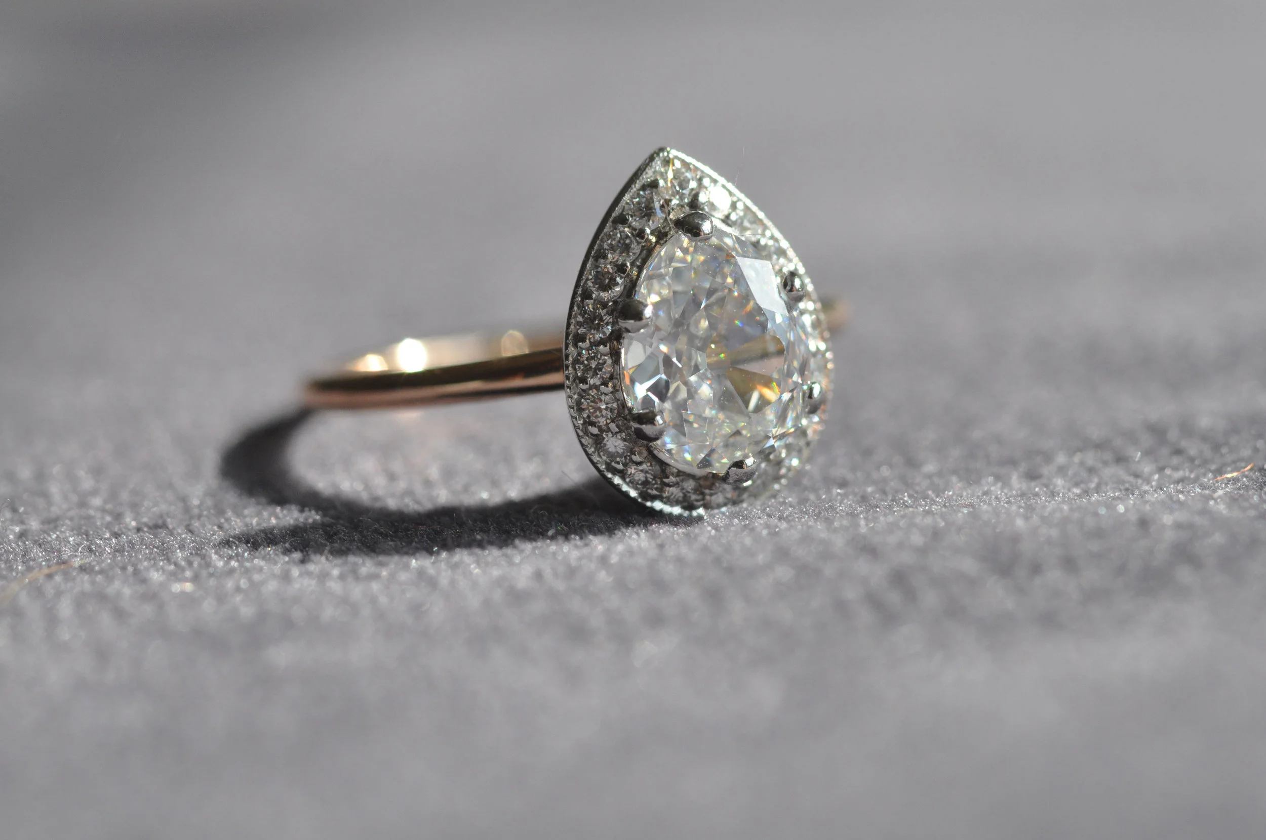 Old Cut Pear Diamond Ring