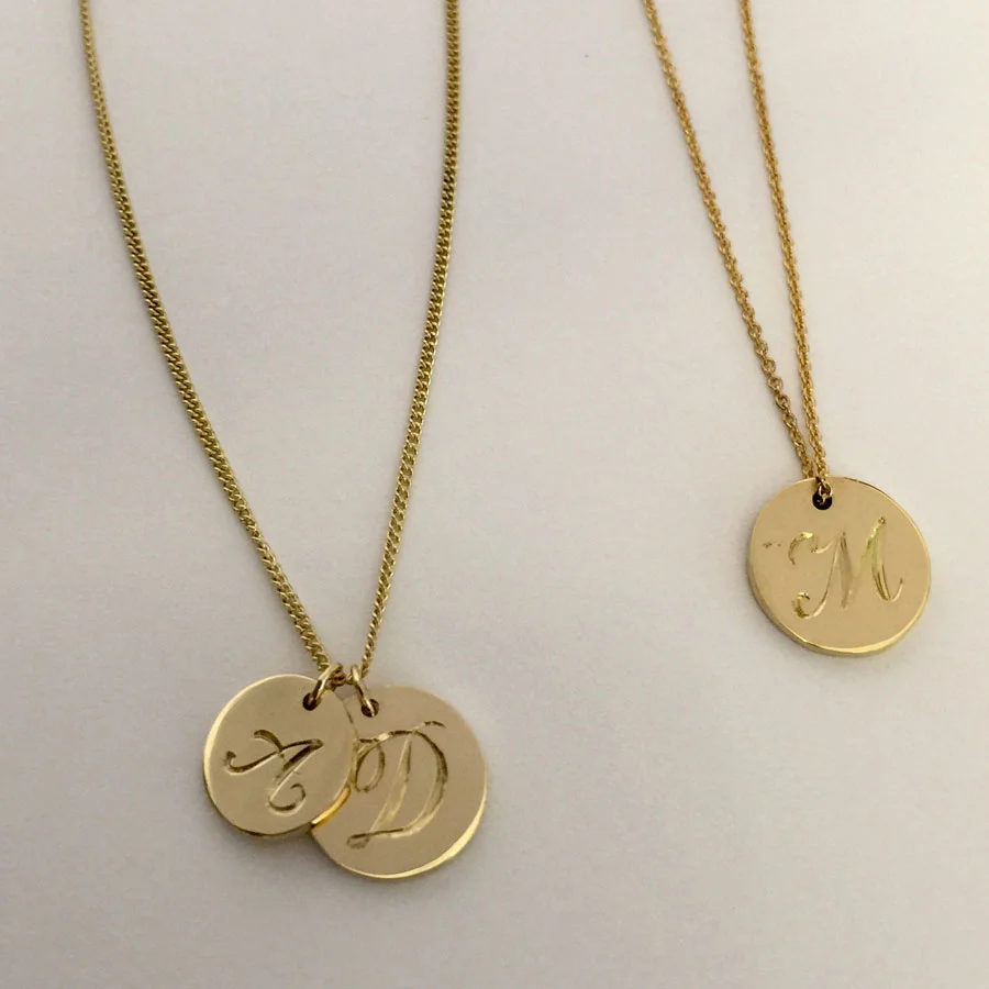 Initial Disc Charm Necklace
