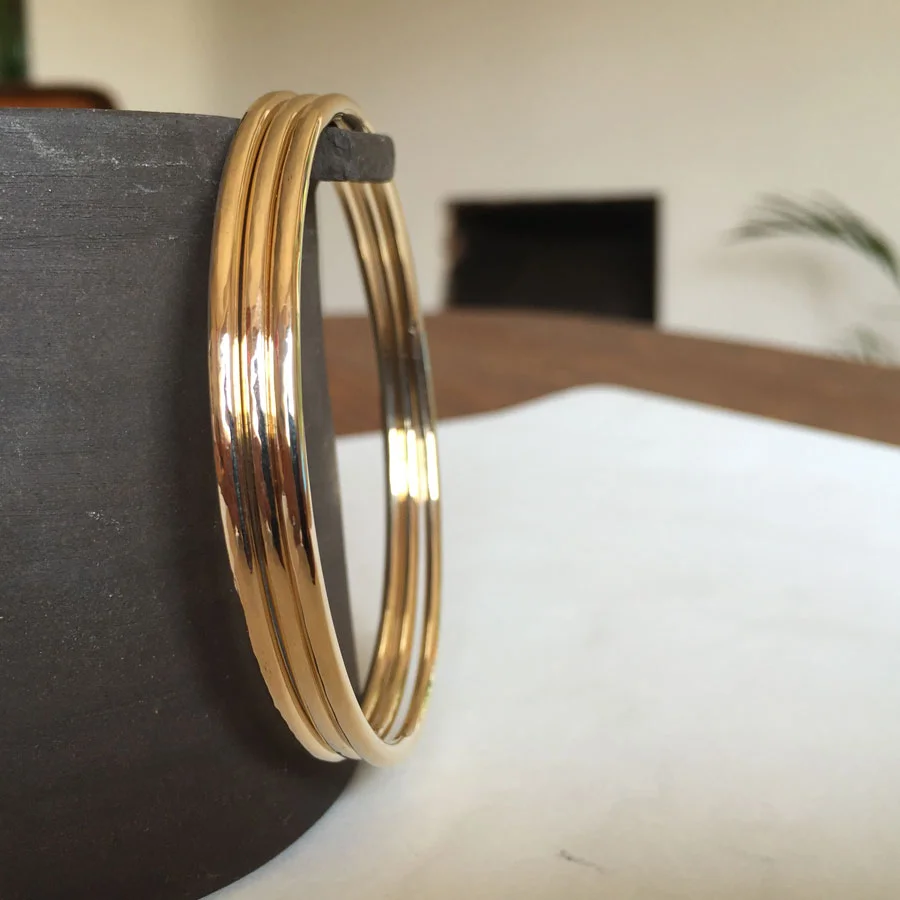 Set of Gold Hammered Bangles