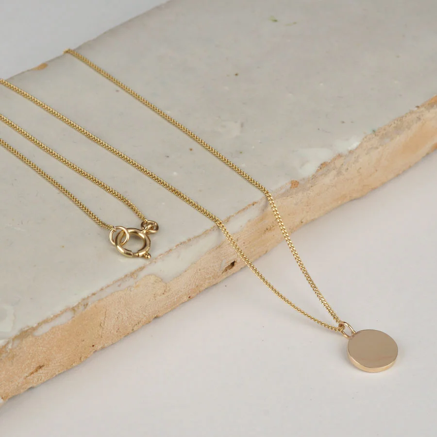 solid gold disc necklace