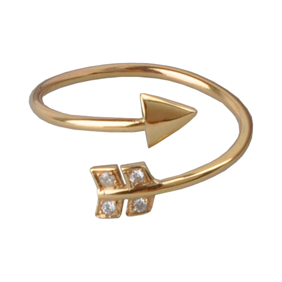 Gold & Diamond Arrow Ring