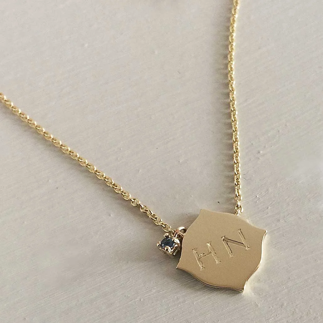 Baroque Shape Necklace with Sapphire